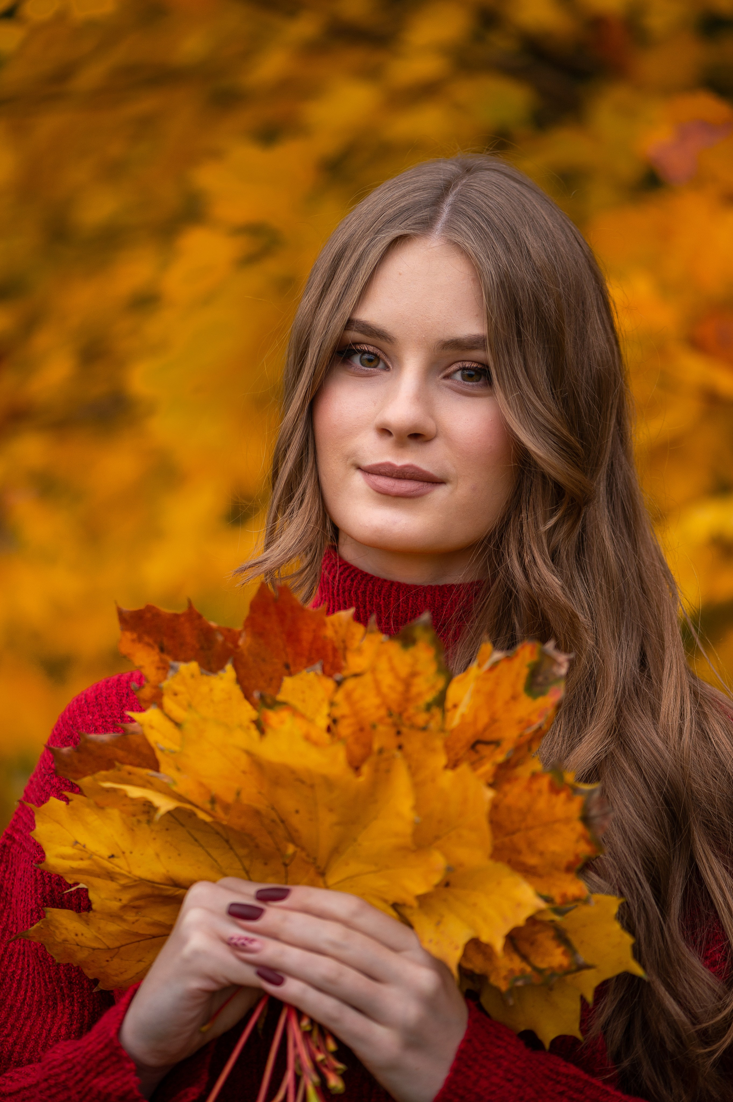 фотосессия с осенними листьями