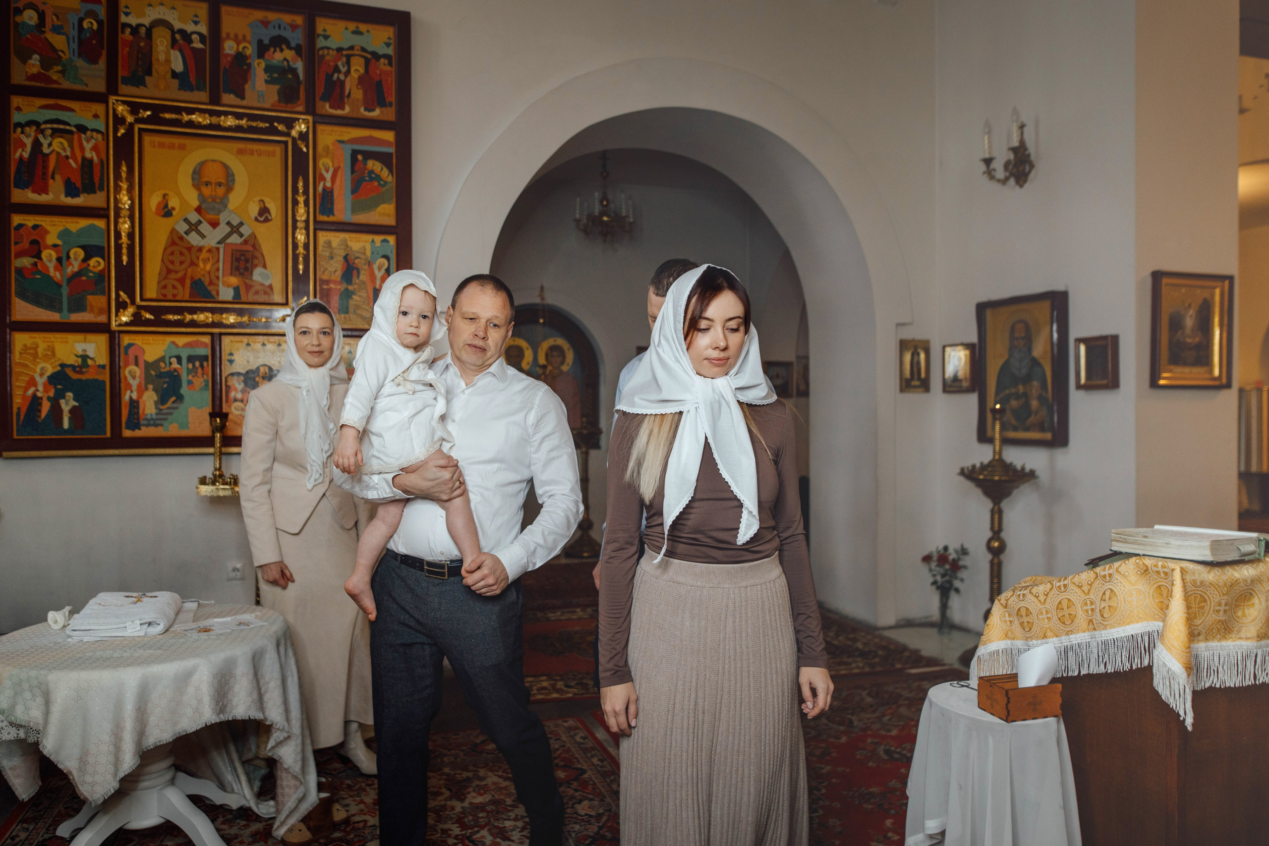 Таинство крещения Льва, храм Вознесения Господня, Ждановичи, февраль 2025