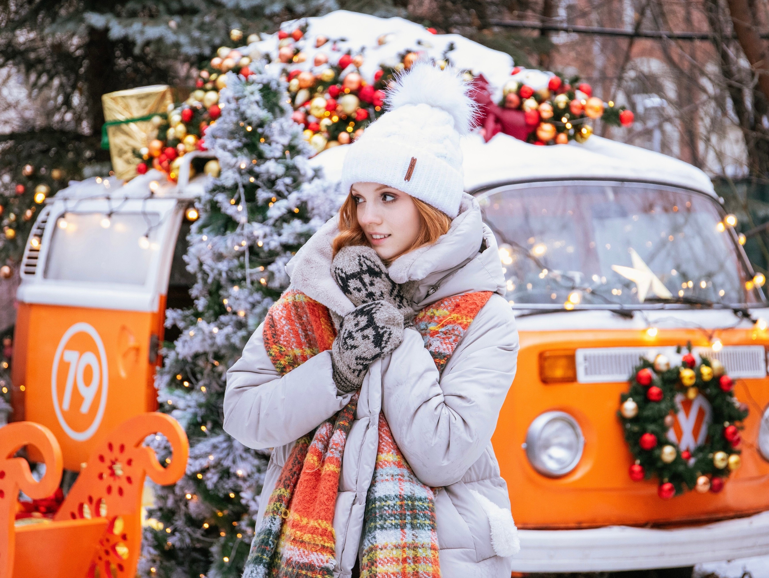 Новогодняя съемка с локацией «автобус». Свадебный и семейный фотограф в Москве Мила Широких