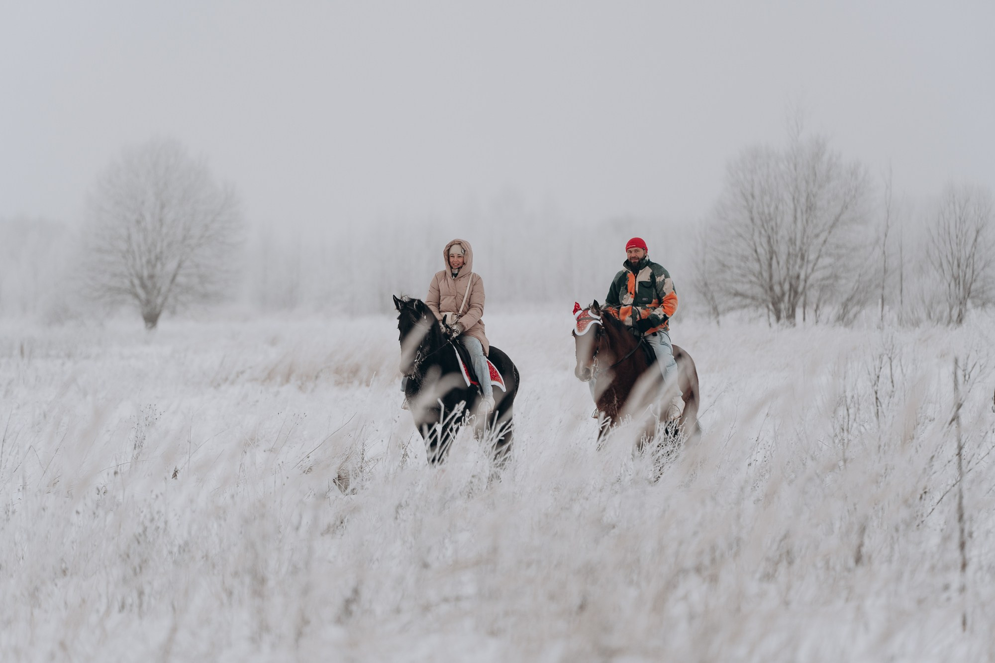 Зимняя фотосессия с лошадьми для двоих. Свадебный и репортажный фотограф в Ярославле Евгений Сальников