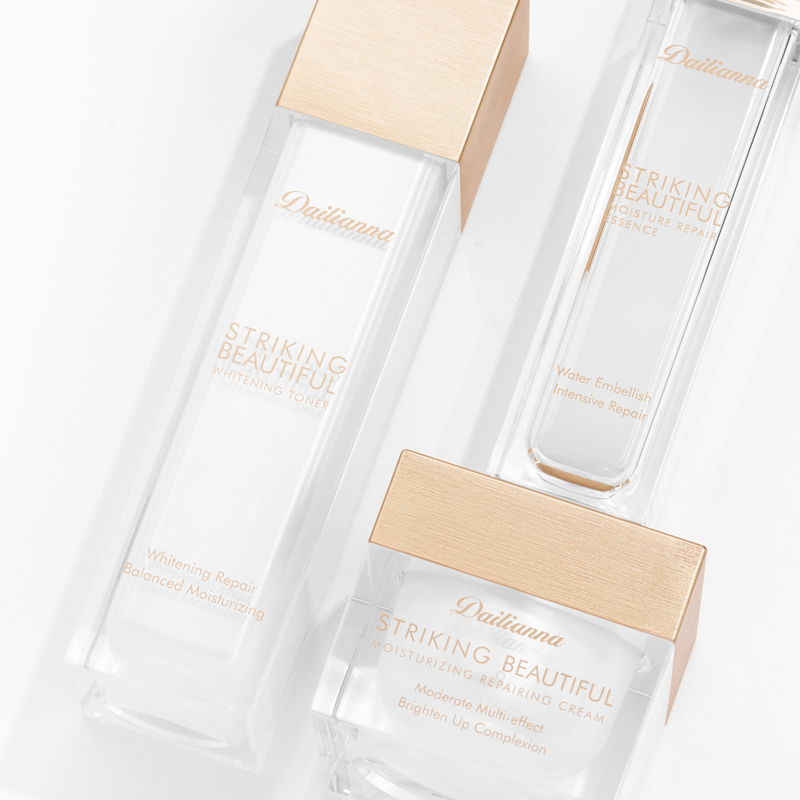 Флаконы Dailianna с прозрачной текстурой, съёмка с верхнего ракурса