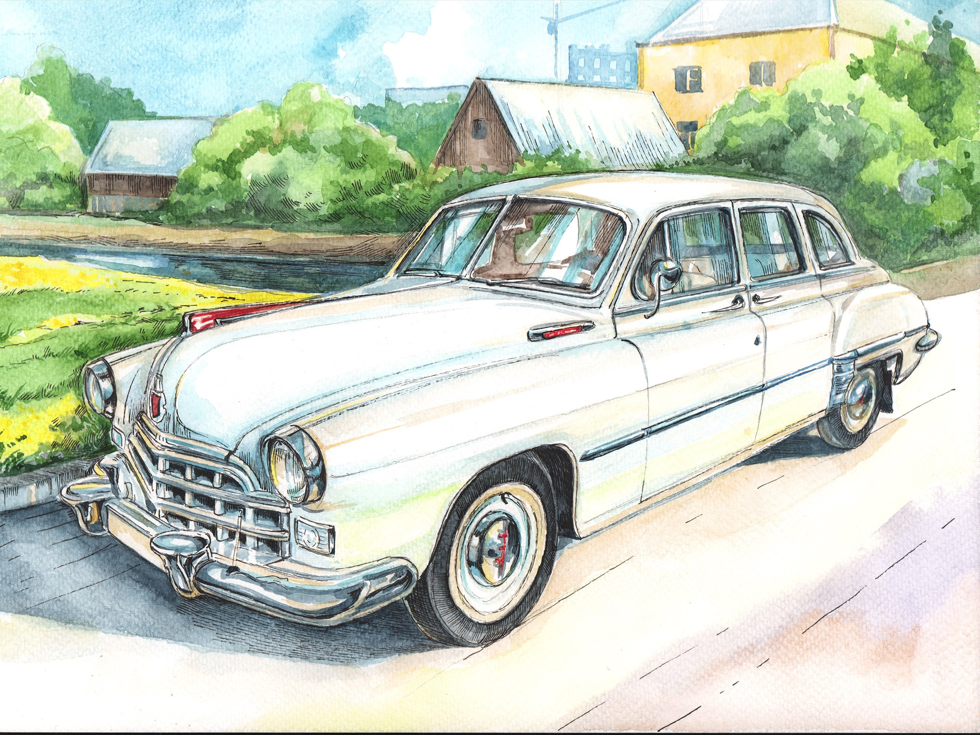 Легковые и грузовые автомашины СССР. Художник Александр Петрунин