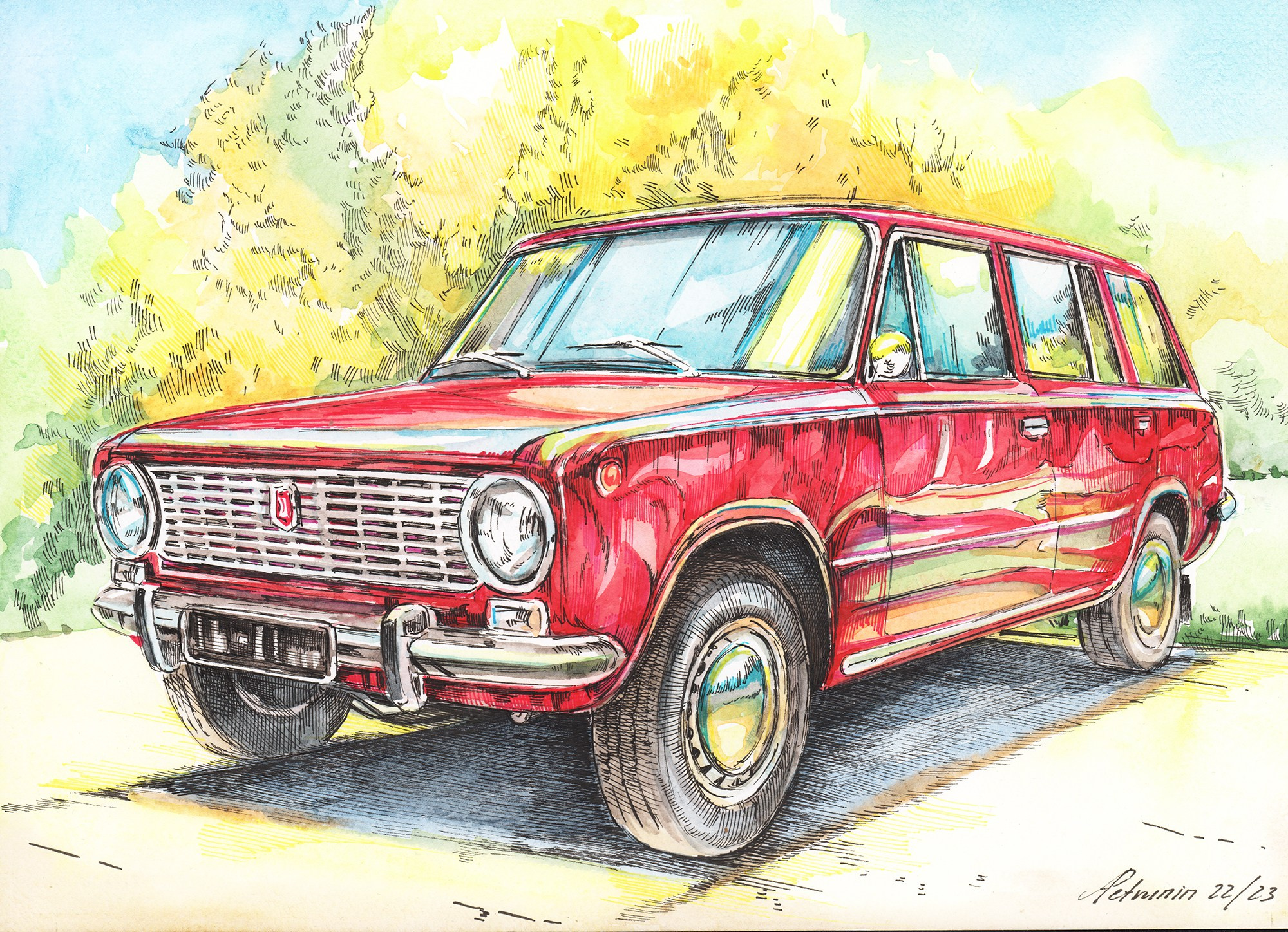 Легковые и грузовые автомашины СССР. Художник Александр Петрунин