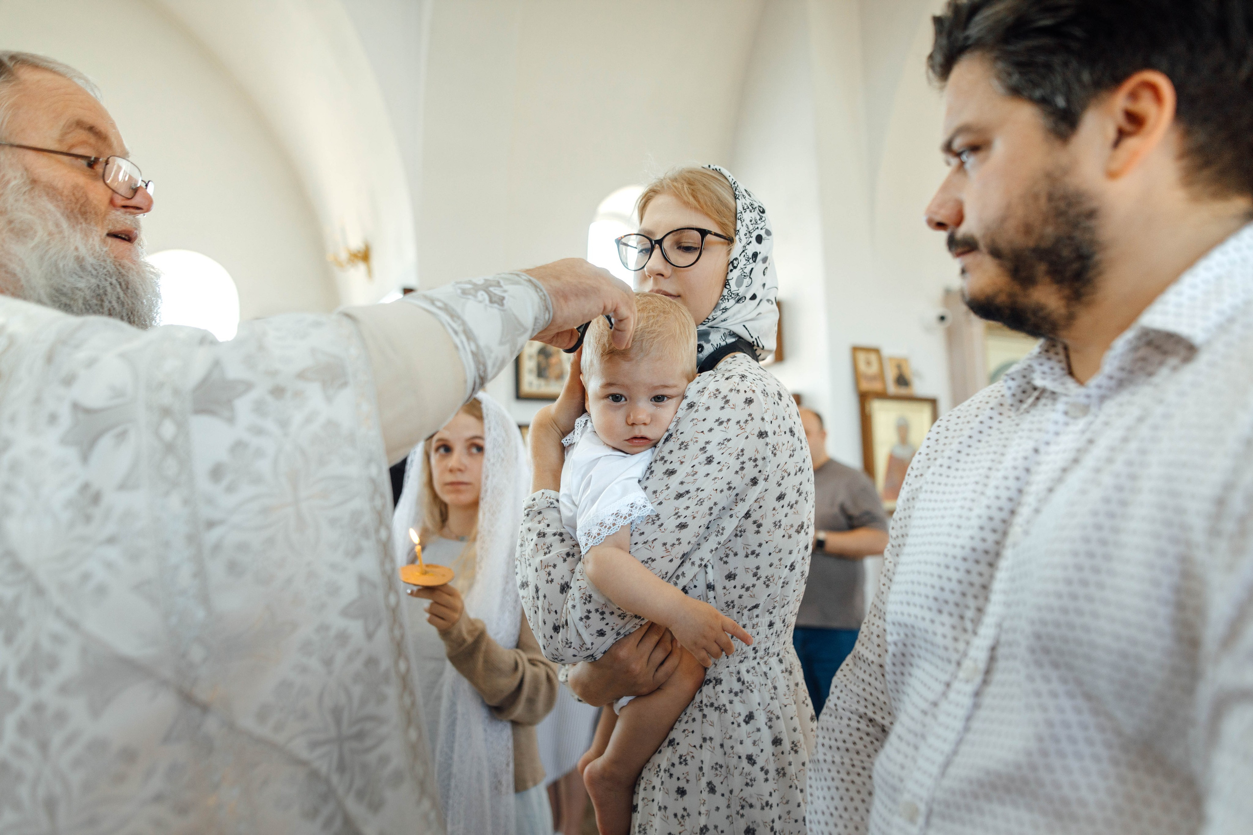 Крещение Энвера (Михаила), д. Колядищи, храм Успения Пр. Богородицы, август 2025