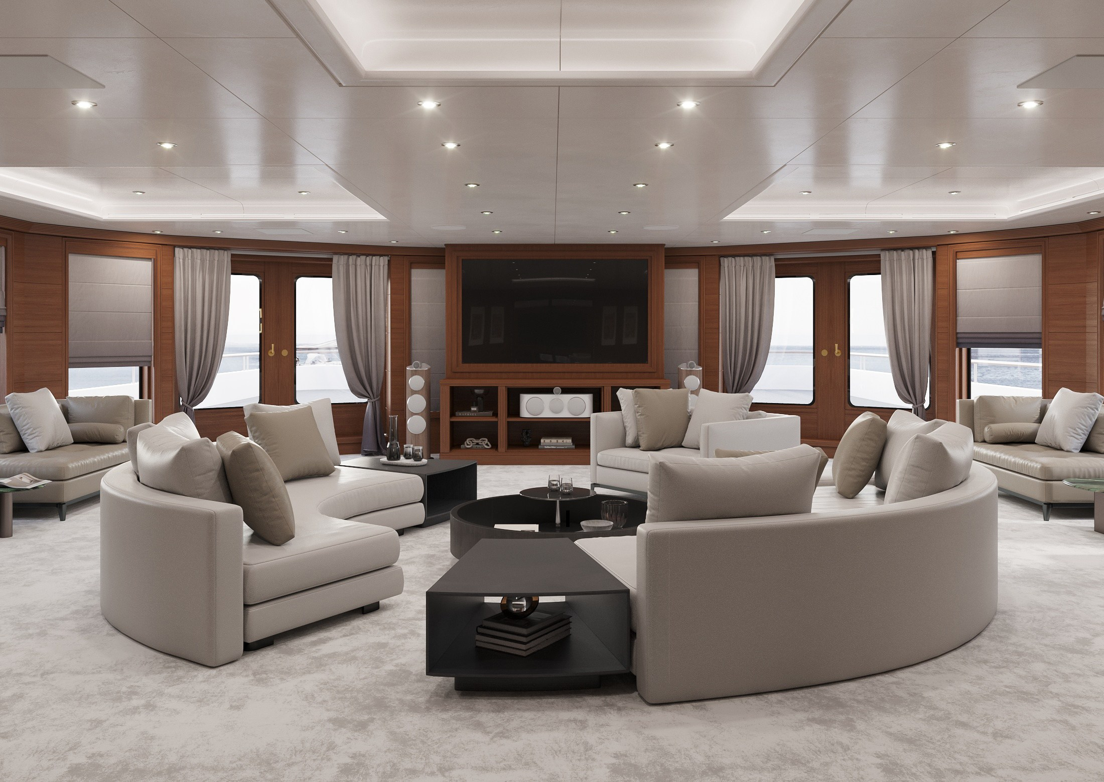 3 варианта гостиной на яхте. Дизайн Марина Павлюченкова. 3D визуализатор интерьеров Ксения Жарко