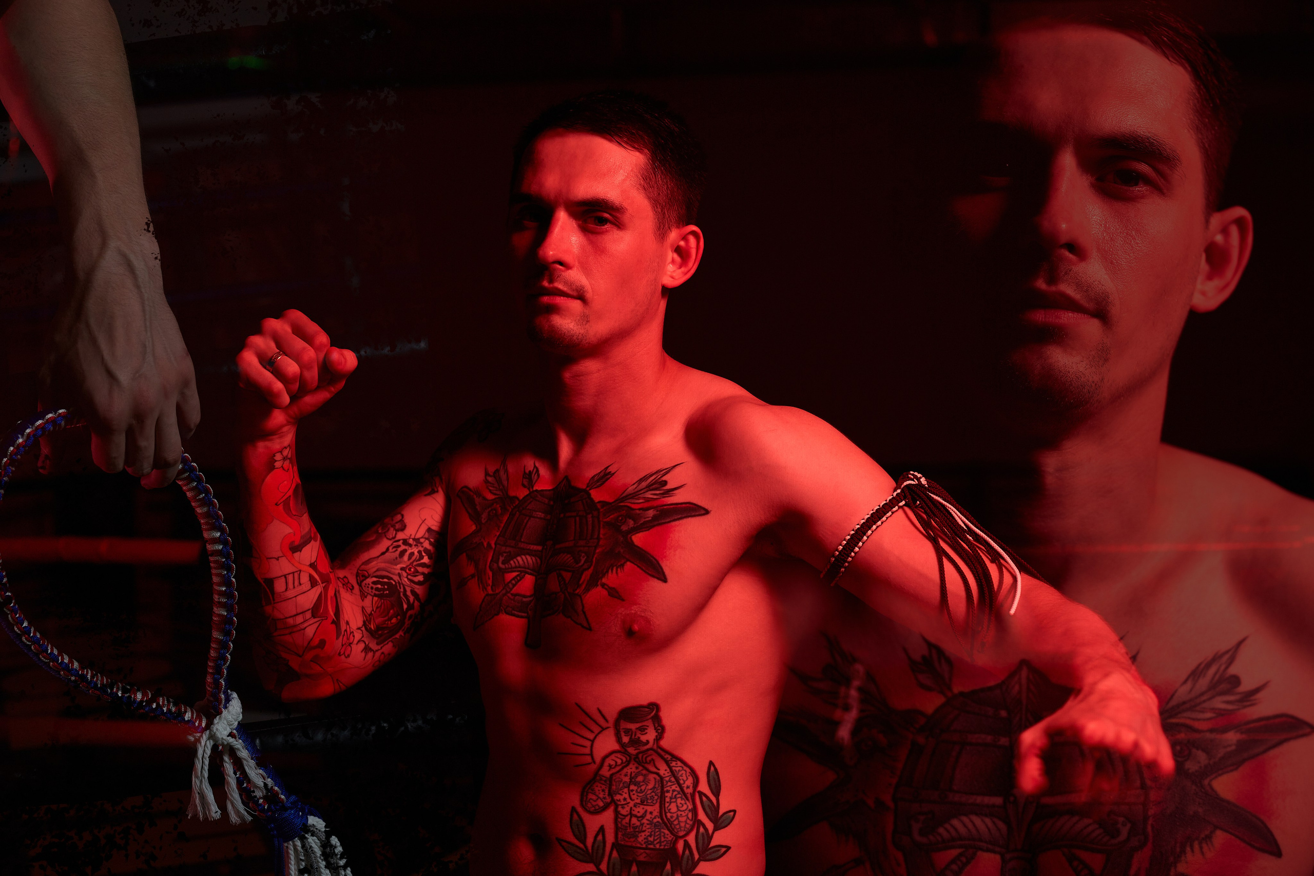 Male portrait of a man practicing Thai boxing