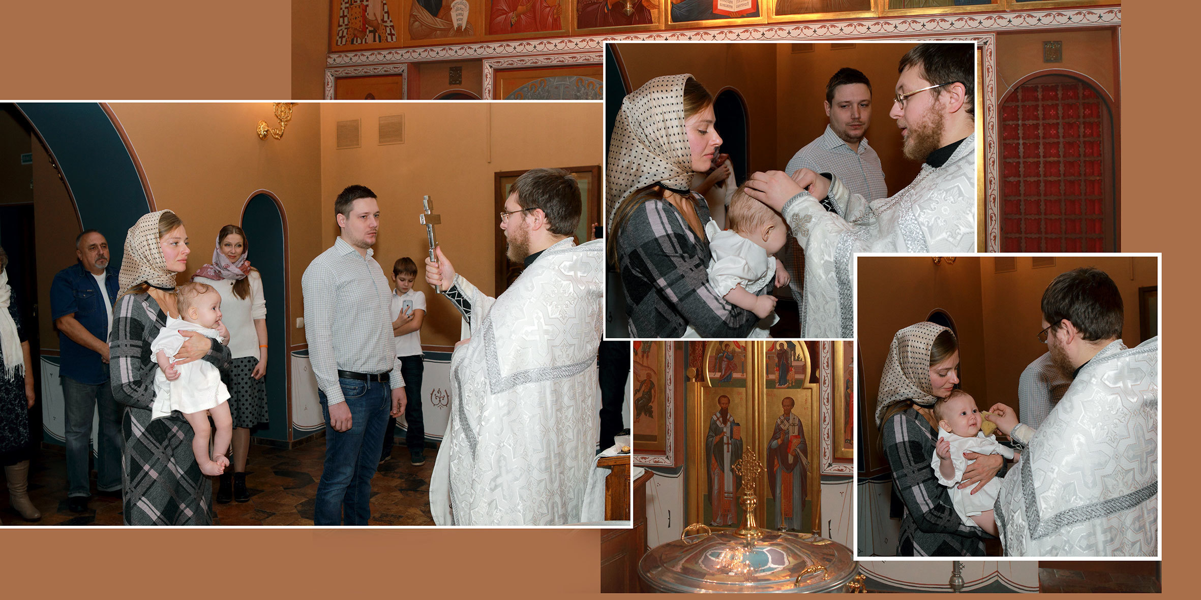 Съемка обряда крещения запечатлена в фотокниге. Детский, семейный и портретный фотограф в Москве Марина Смрига