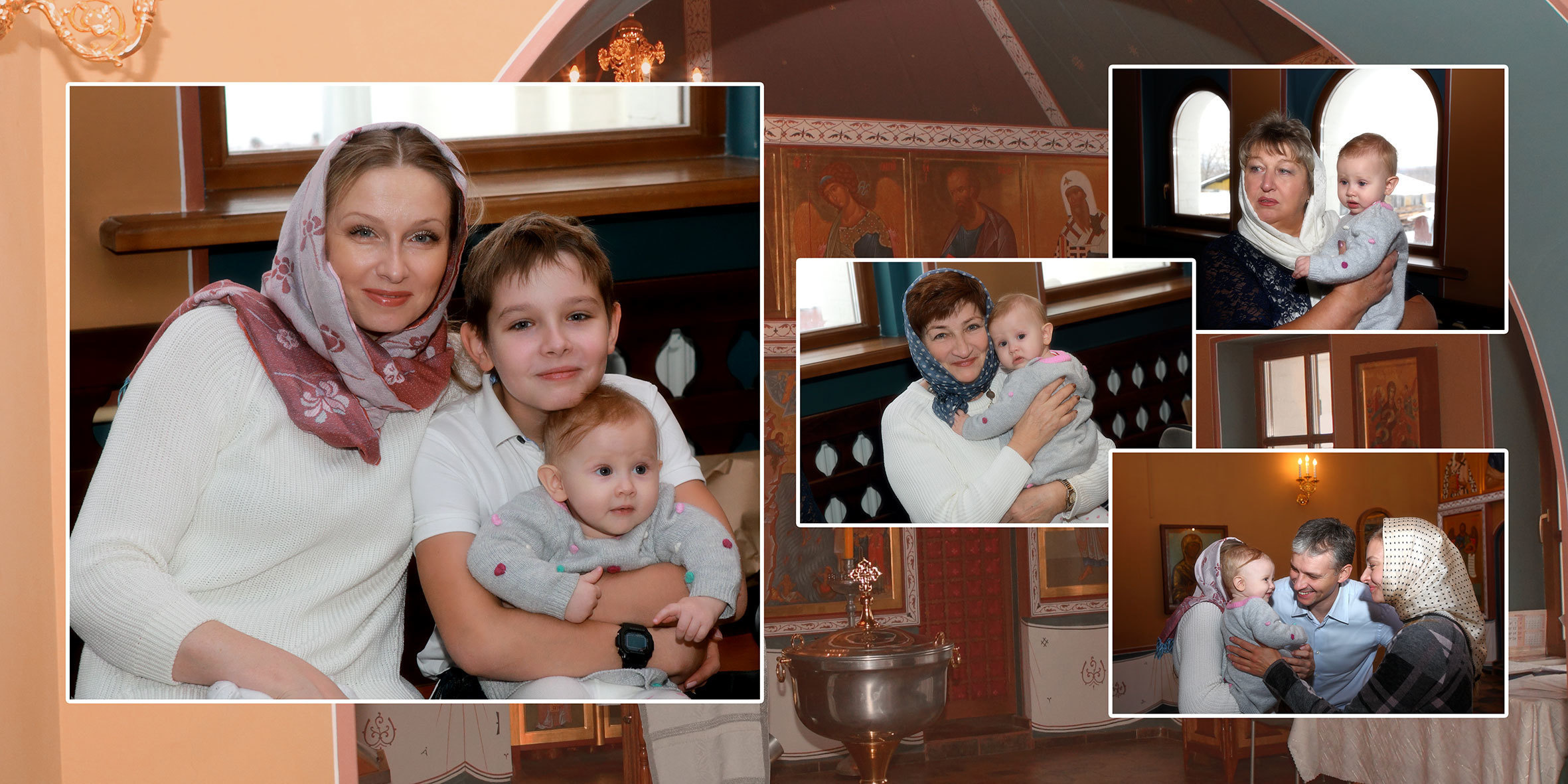 Съемка обряда крещения запечатлена в фотокниге. Детский, семейный и портретный фотограф в Москве Марина Смрига