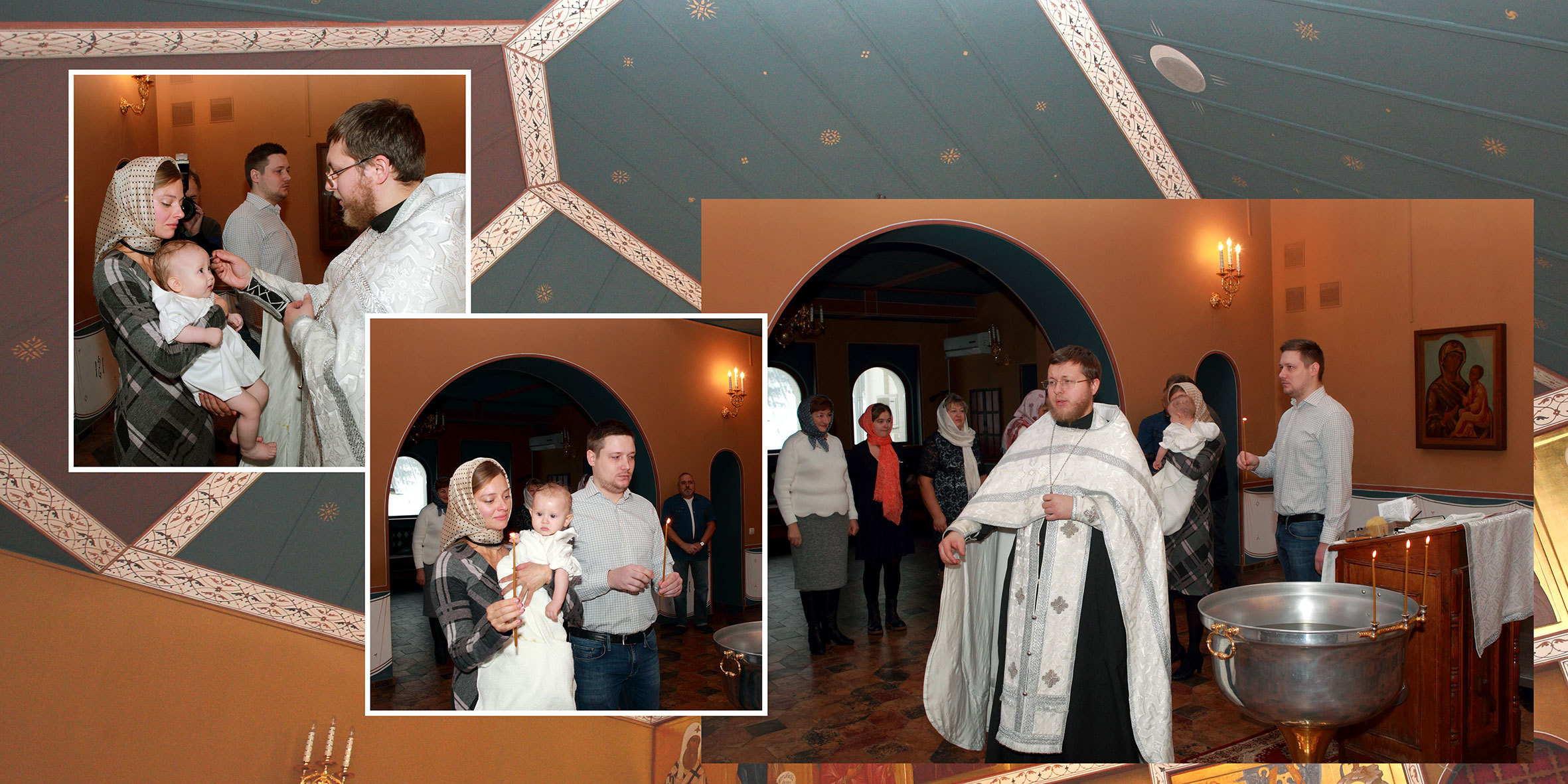 Съемка обряда крещения запечатлена в фотокниге. Детский, семейный и портретный фотограф в Москве Марина Смрига