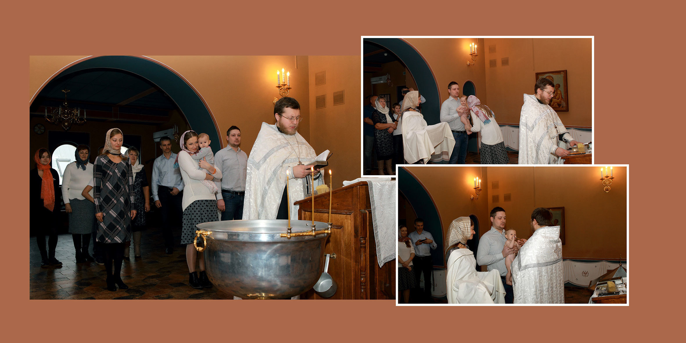 Съемка обряда крещения запечатлена в фотокниге. Детский, семейный и портретный фотограф в Москве Марина Смрига