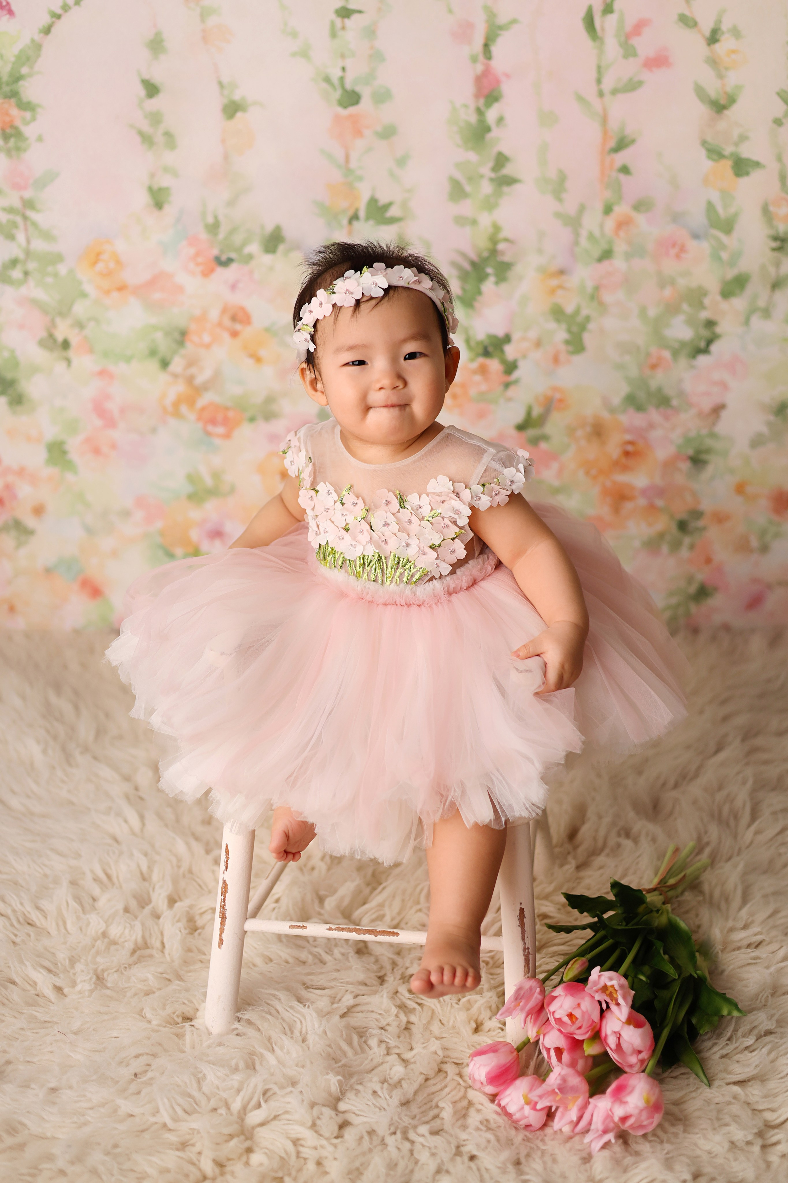 Фотосъемка одного годика Валерии. Фотограф новорожденных Москва. Ньюборн фотограф Москва