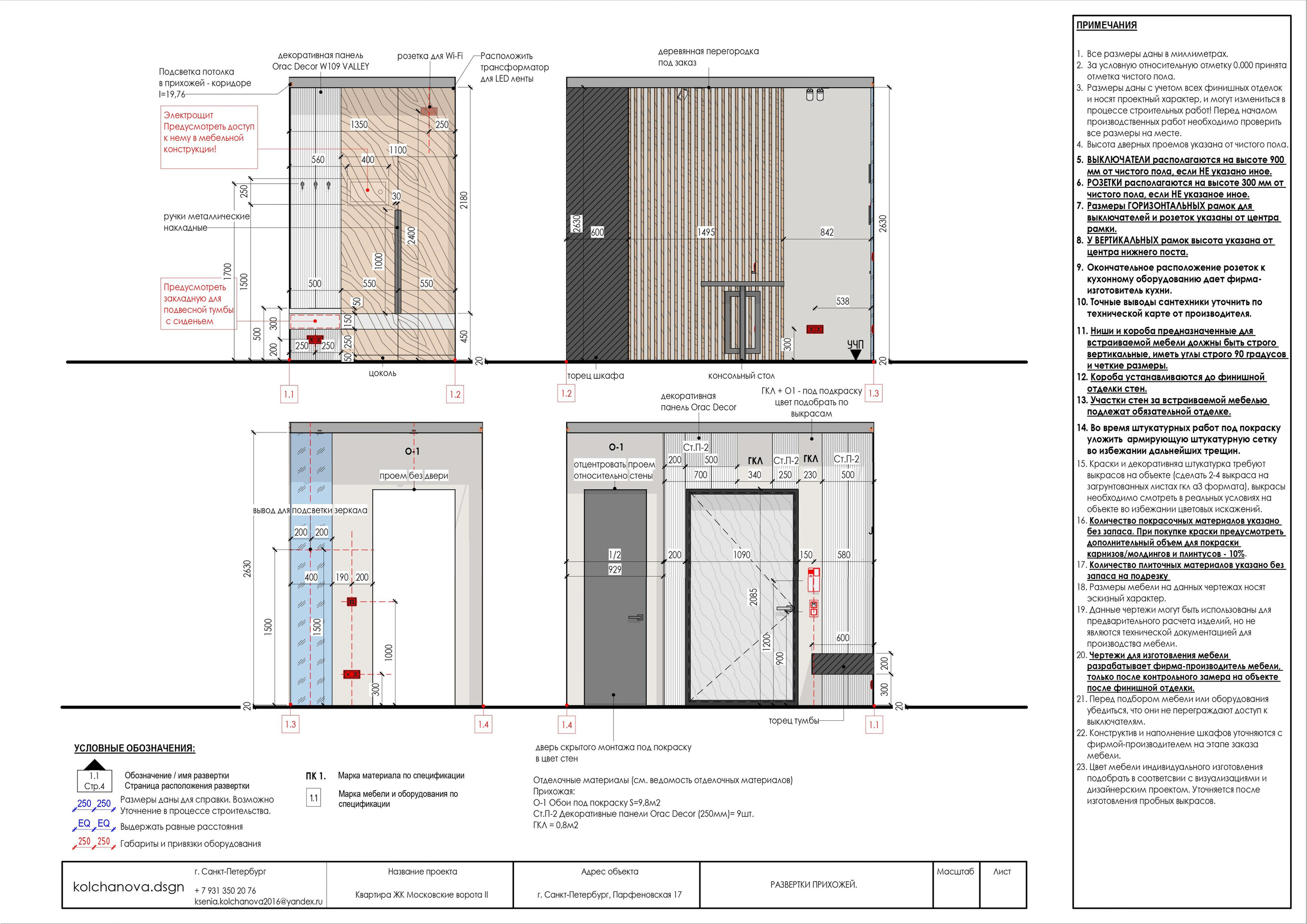 Пример рабочей документации. Дизайнер интерьера | kolchanova.dsgn