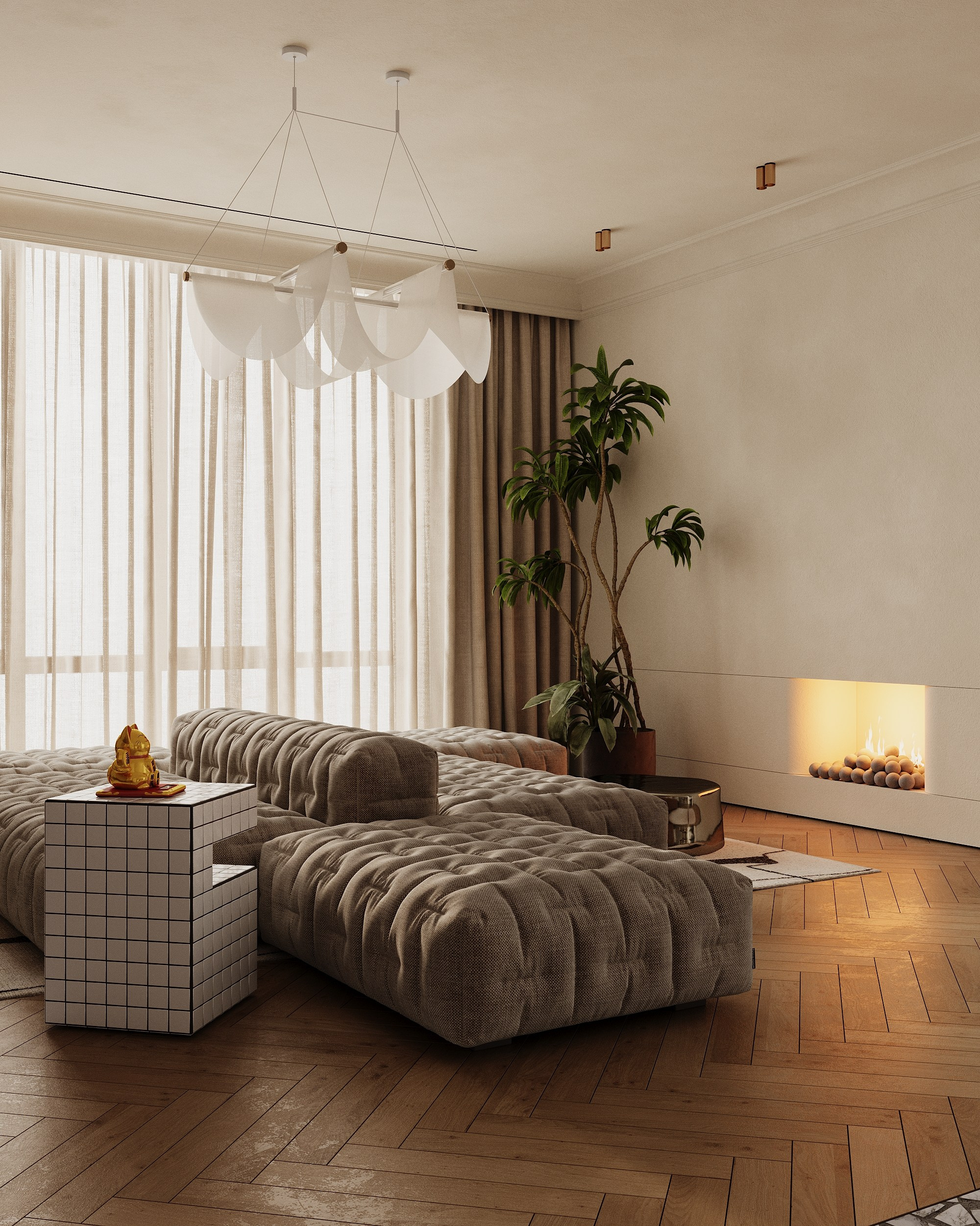 SOFT MINIMAL APARTMENT. Interior 3D visualizer Liya Iskevich