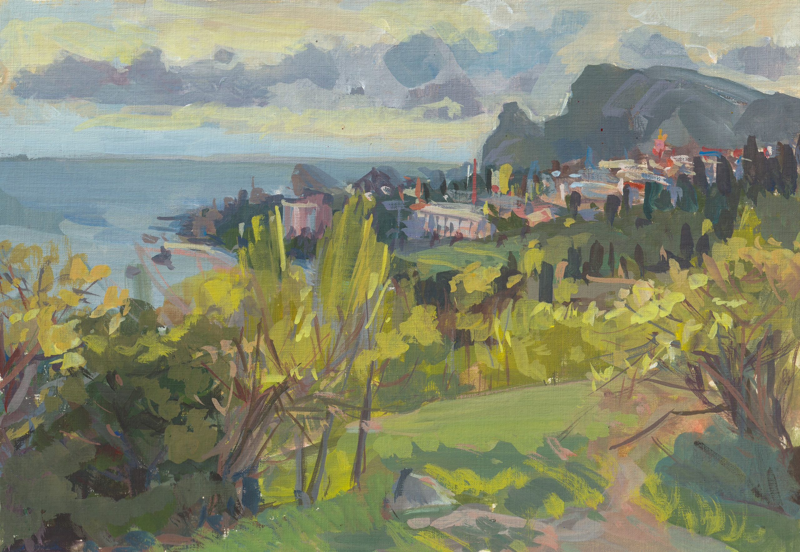 "A study. Spring in the Crimea" paper, tempera 20x29cm, 2026
