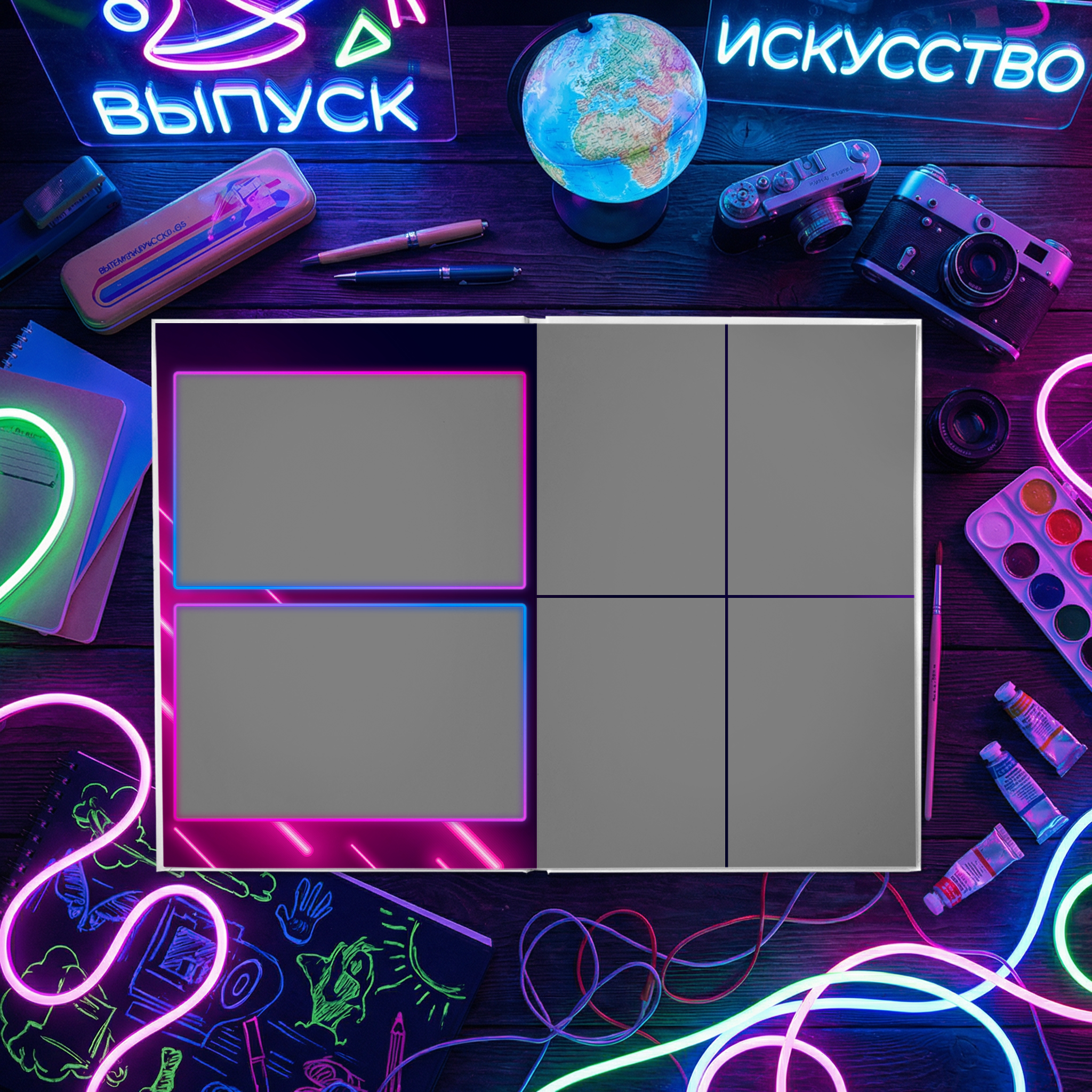 010 Neon. Дизайны, psd шаблоны школьных и выпускных альбомов и обложек
