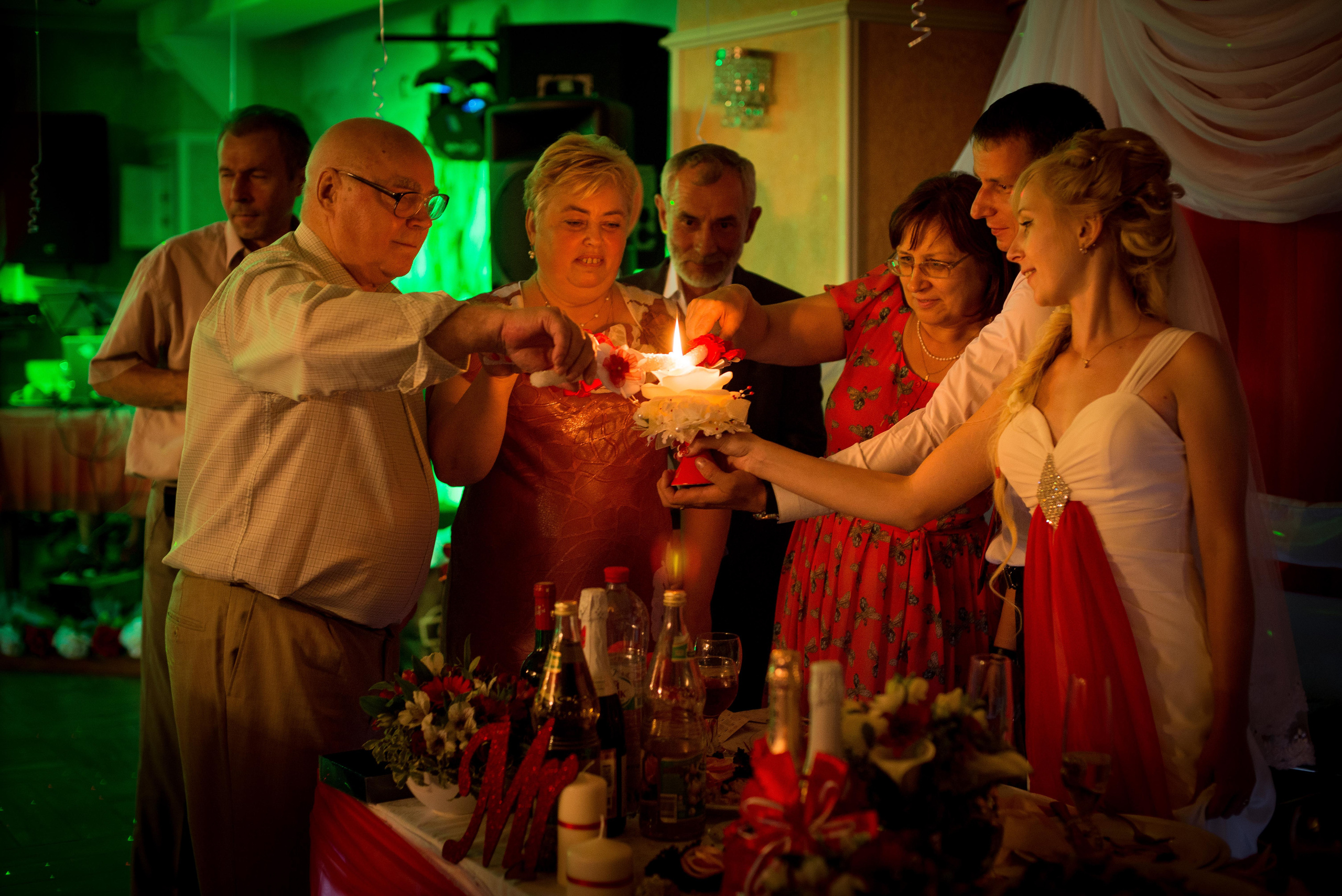 Съемка свадебных традиций во время проведения свадебных церемоний и банкета