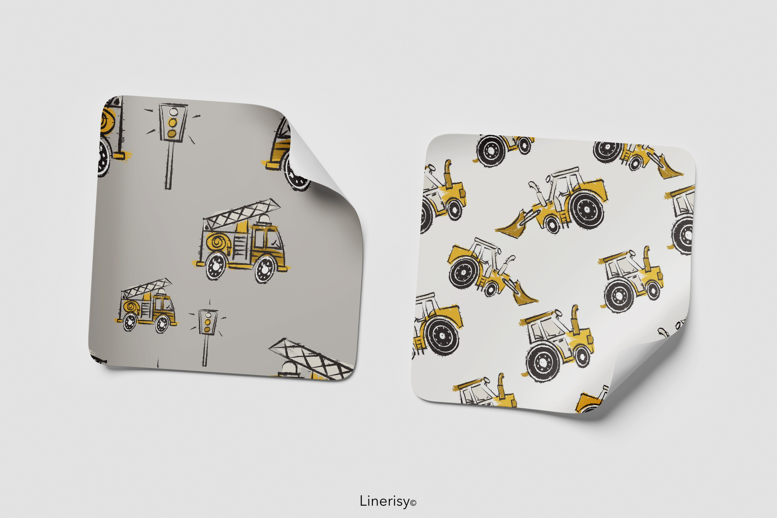 Набор бесшовных паттернов  «ПОЕХАЛИ?». Художник-иллюстратор Евгения Бекренёва