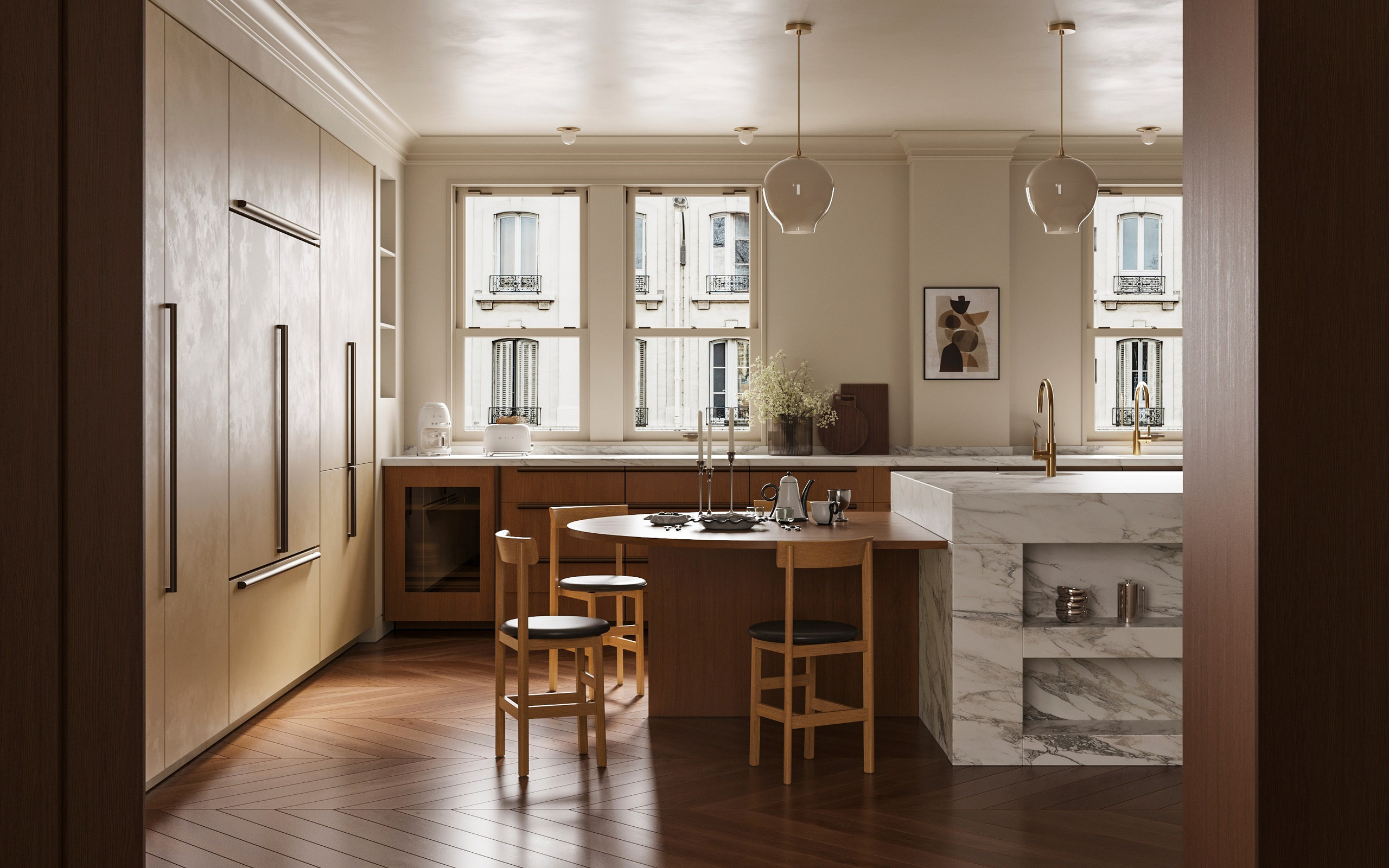WARM KITCHEN | RENDERCAMP WORKSHOP. Interior Visualization by Valerie Stetyukevich