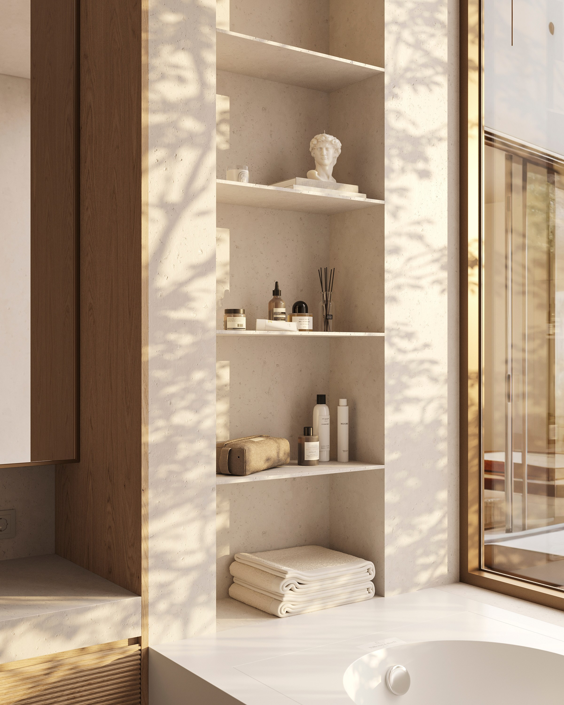 ZEN BATHROOM | SUNNY & SOFT CONCEPTS. Interior Visualization by Valerie Stetyukevich