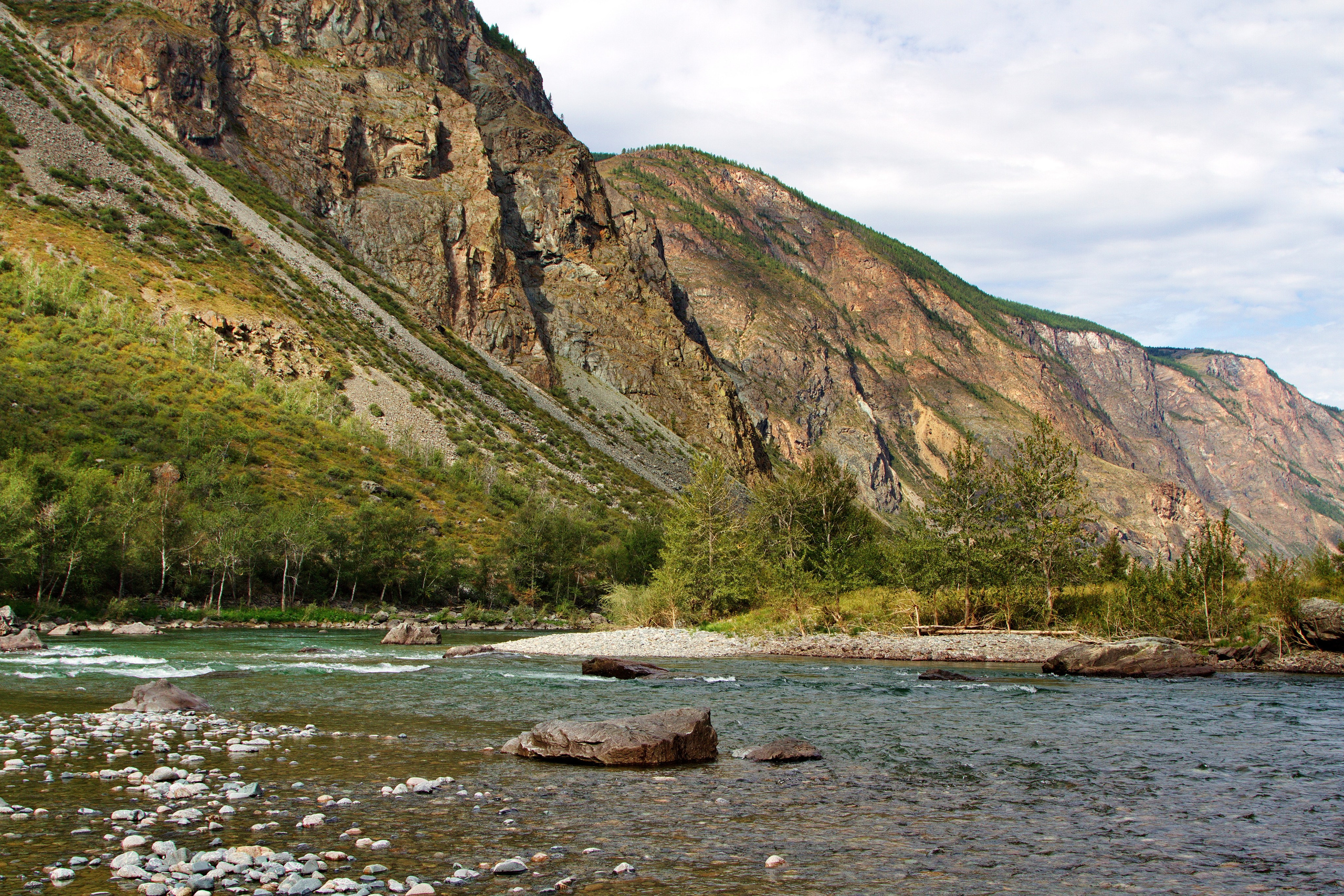Долина реки Чулышман и дорога к ней по Улаганскому тракту