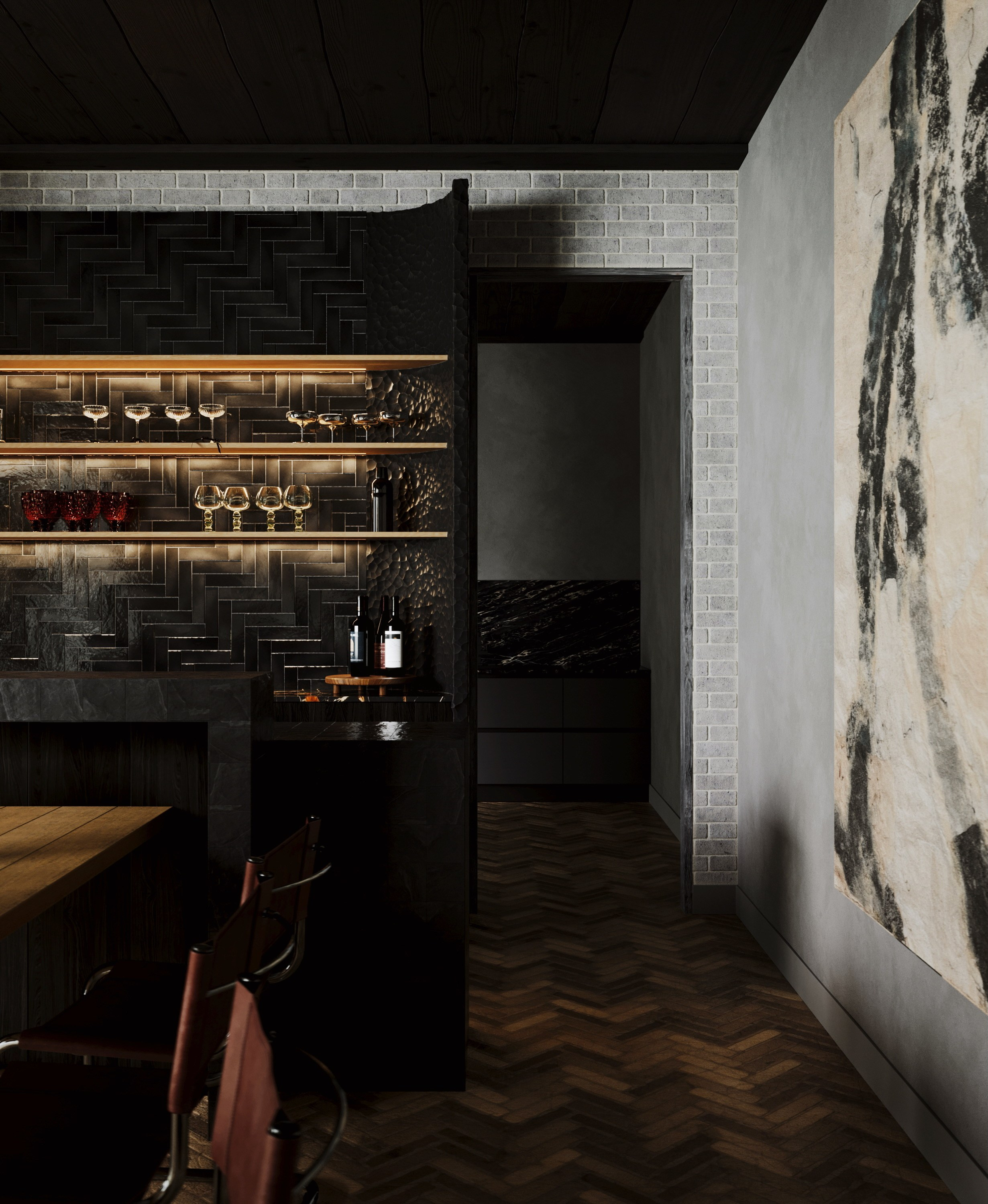 Усадьба банная. 3D визуализация дизайна интерьера. 3D interior design visualizer