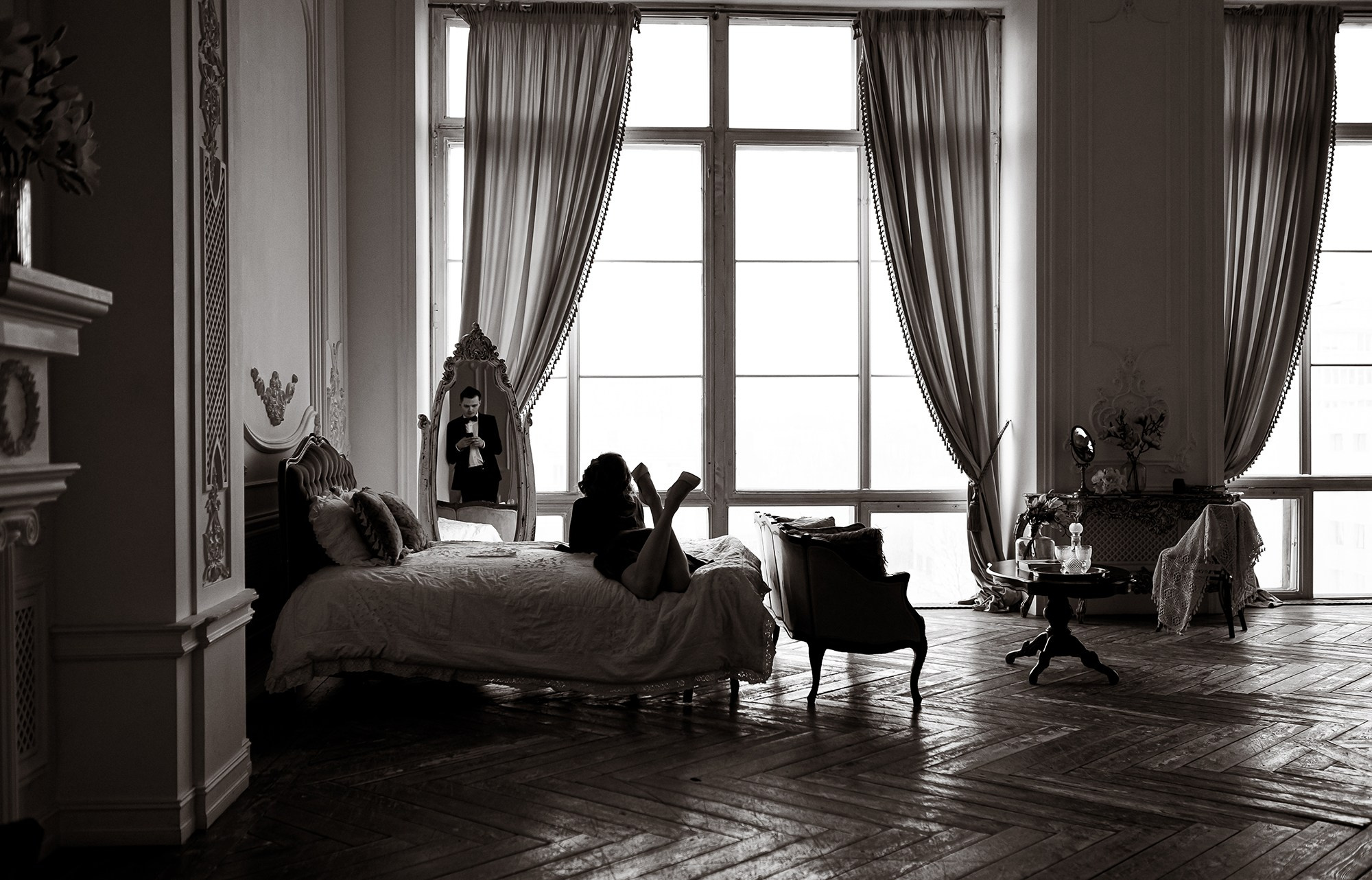 Черно-белое свадебное фото