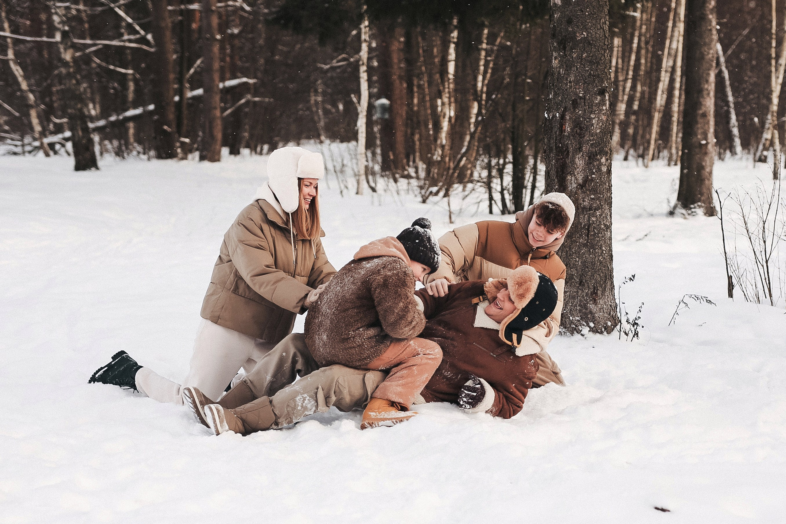 Кристина, Виктор, Марк, Тима и Люси, зимняя история. Семейный фотограф в Москве Марина Петра