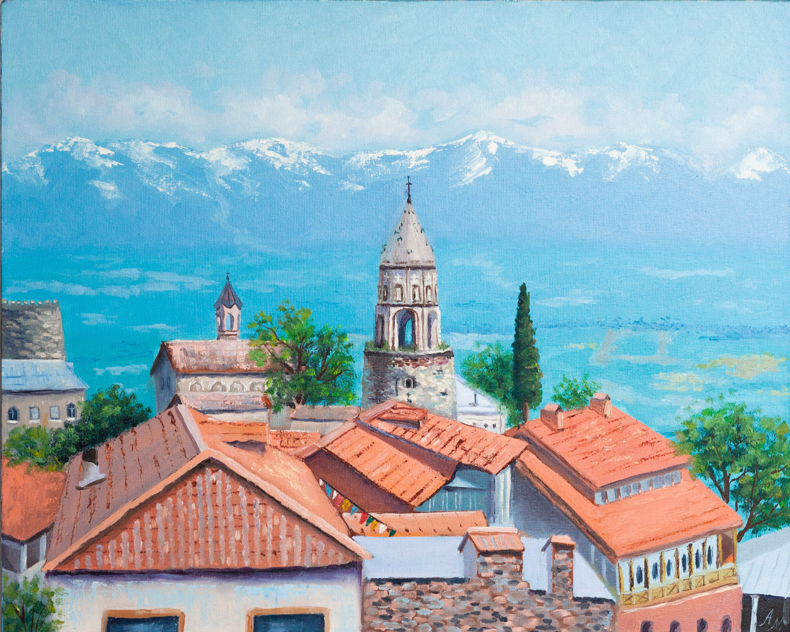 Купить картину маслом в Саратове пейзаж Грузия Горы