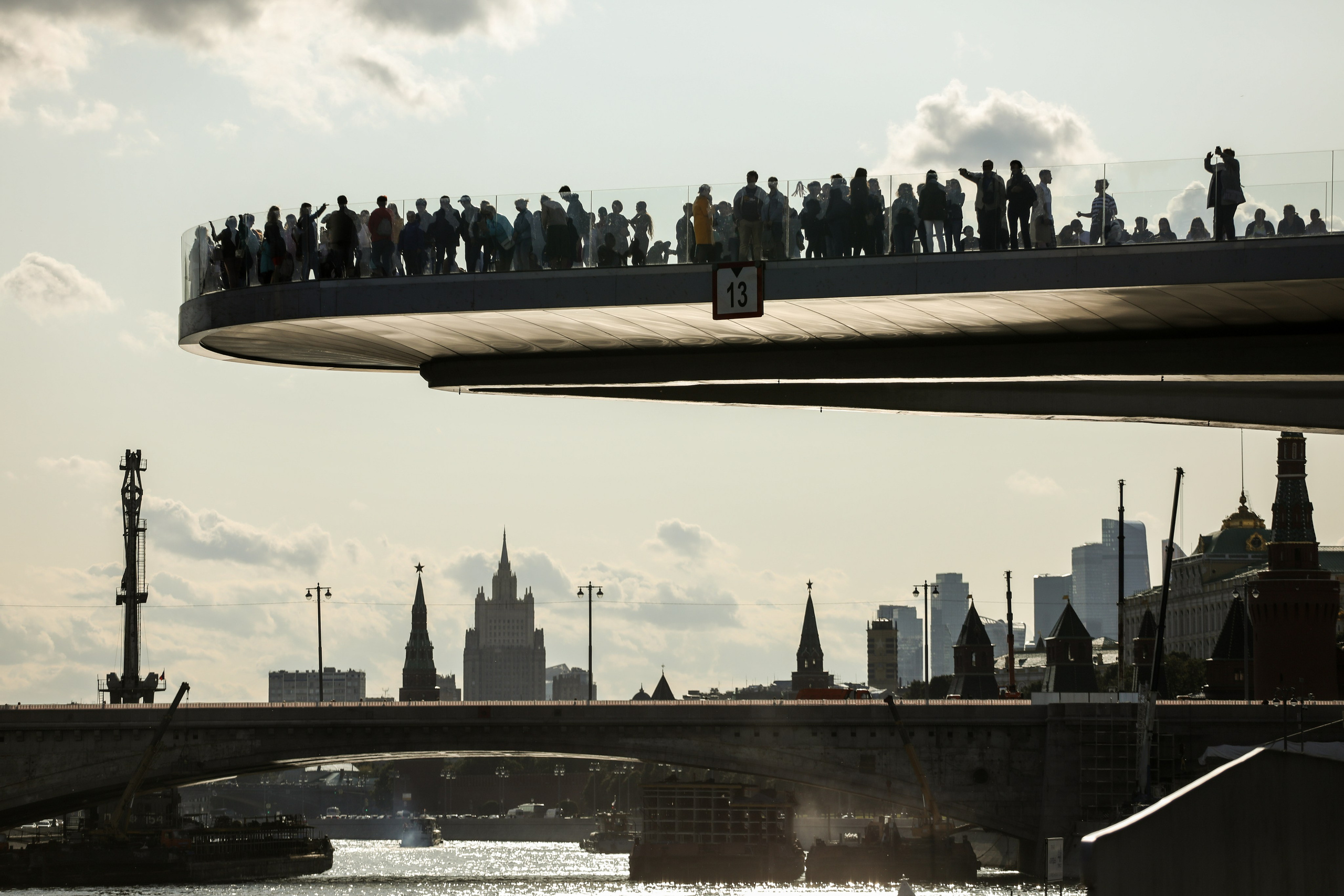 The "Floating Bridge" in Zaryadye Park, Moscow, Russia