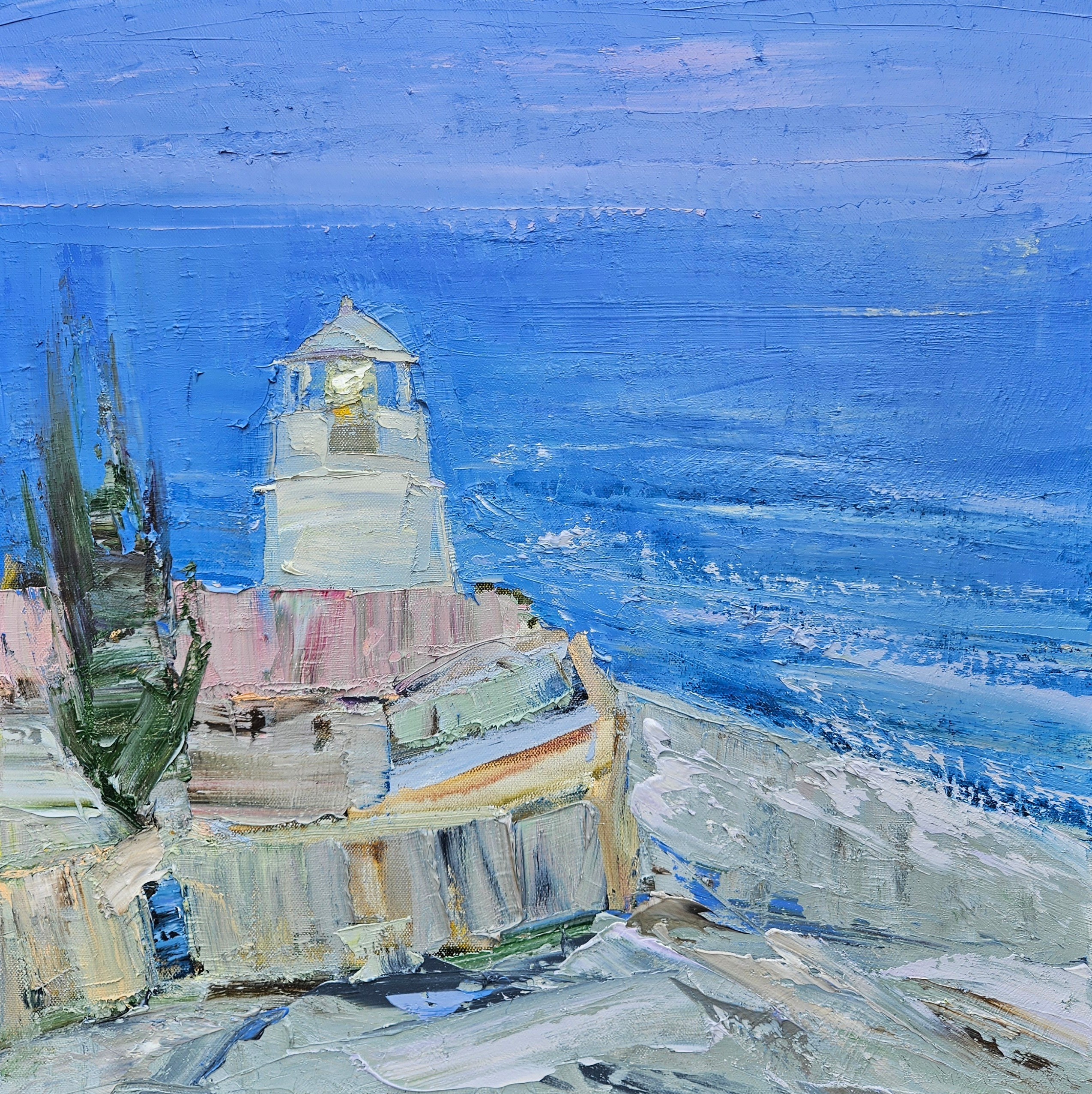 "Маяк". 2026. Холст, масло. 60х60. Цена: 30000₽