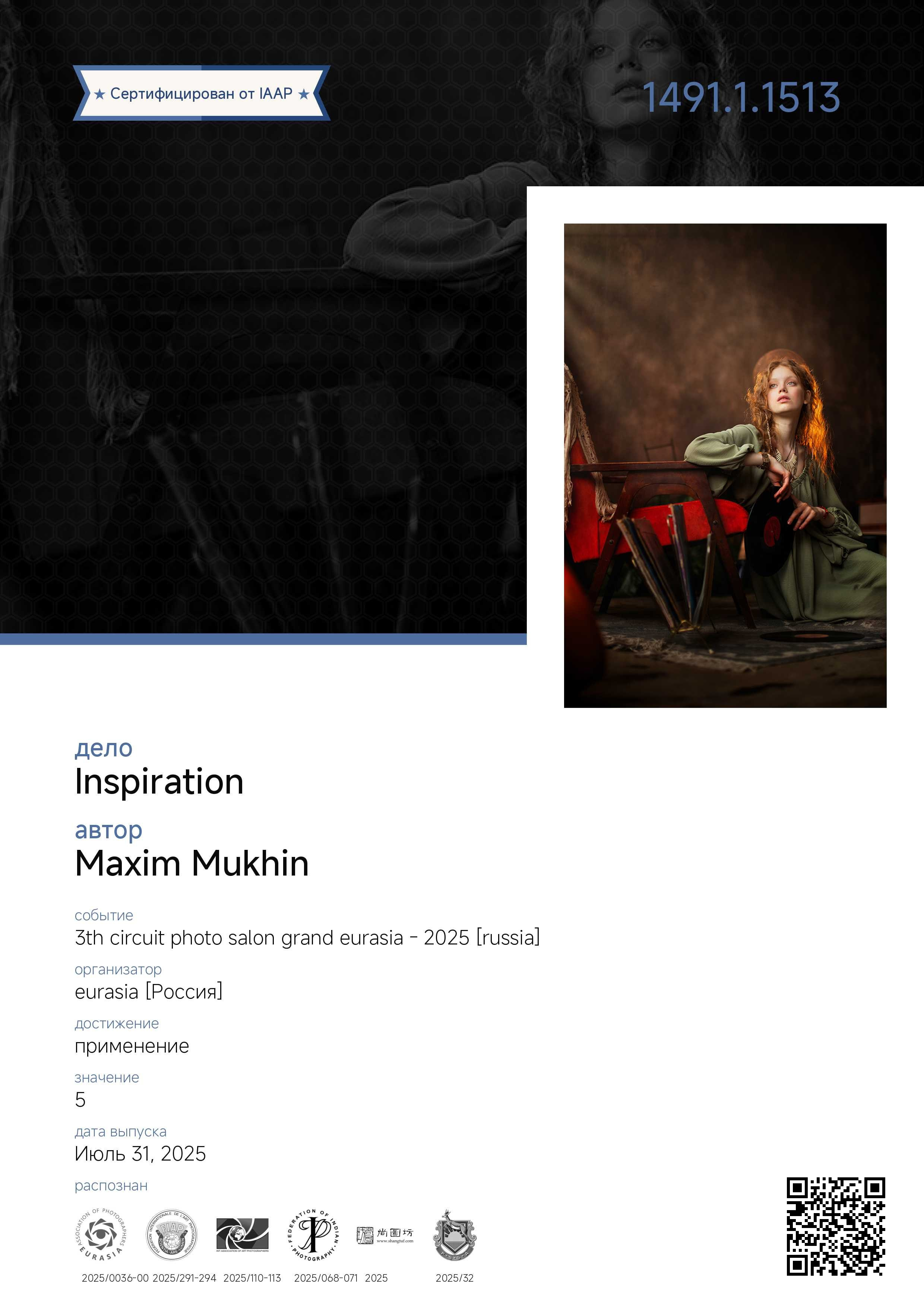 Достижения. Ваш фотограф в Екатеринбурге Максим Мухин