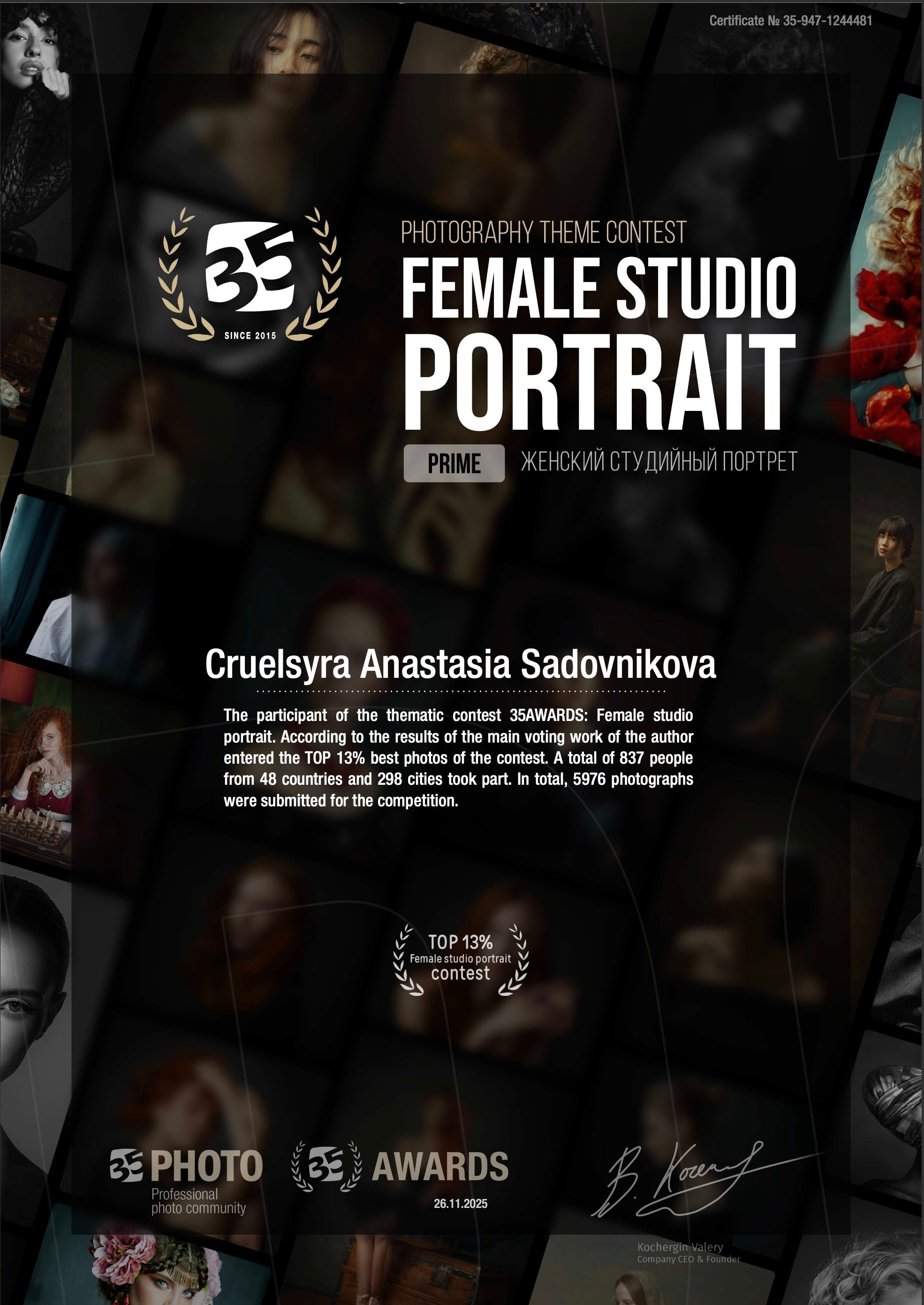 Конкурсы и награды. Cruelsyra —фотограф в Хабаровске. Портретная и фэшн съемка