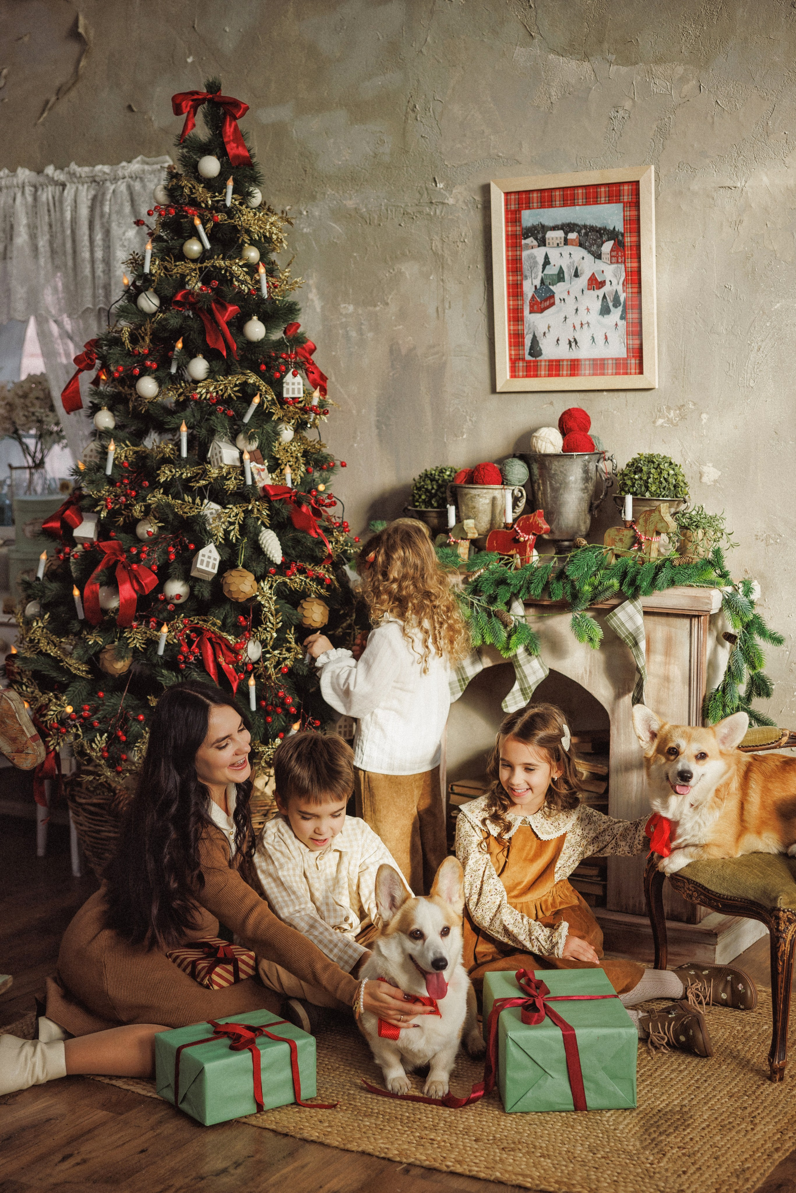 Новогодняя фотосессия с собачками породы Корги, город Краснодар. Семейный и детский фотограф в Краснодаре Анна Трашкова