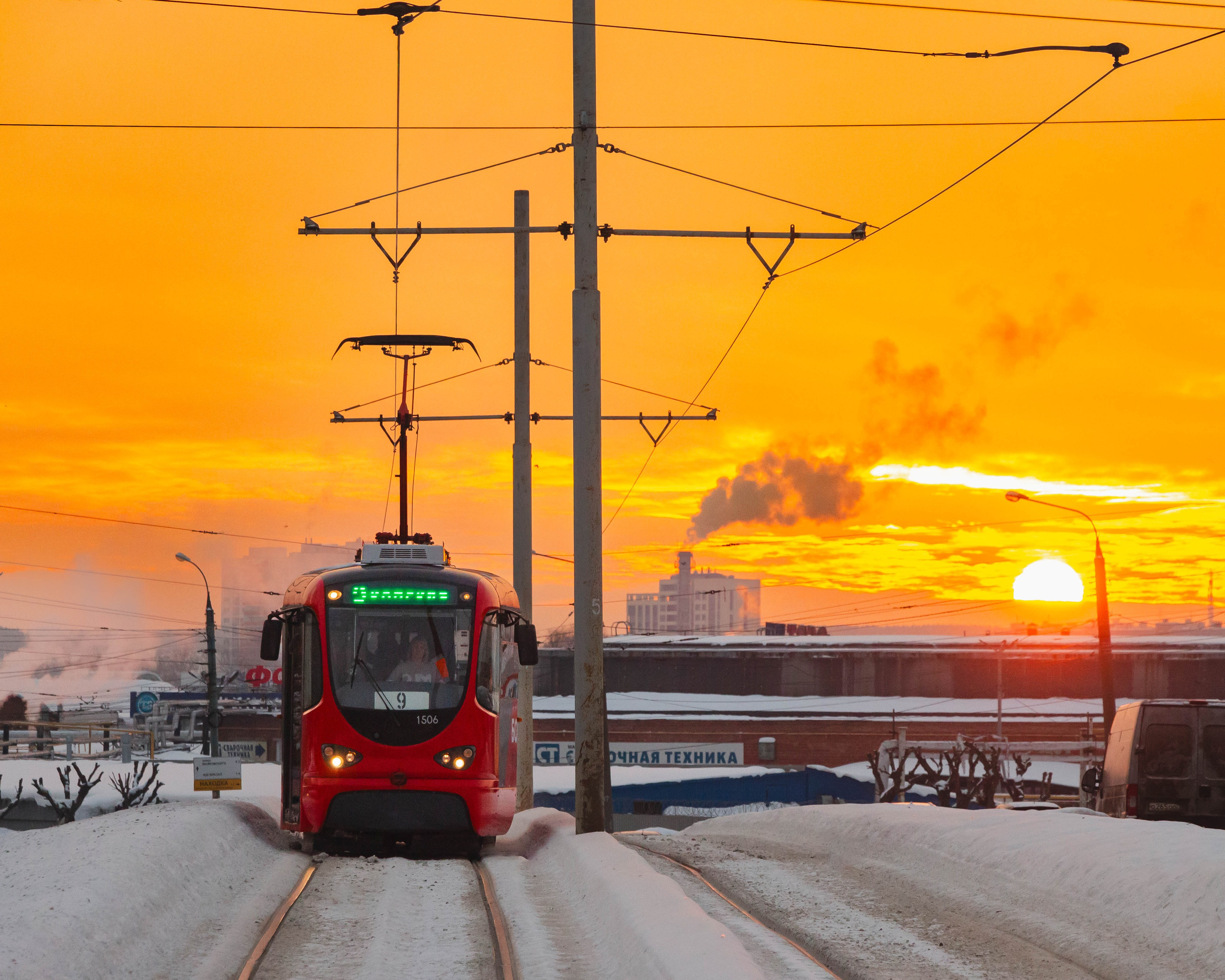 Трамвай на закате. TATRA T3К-ИЖ