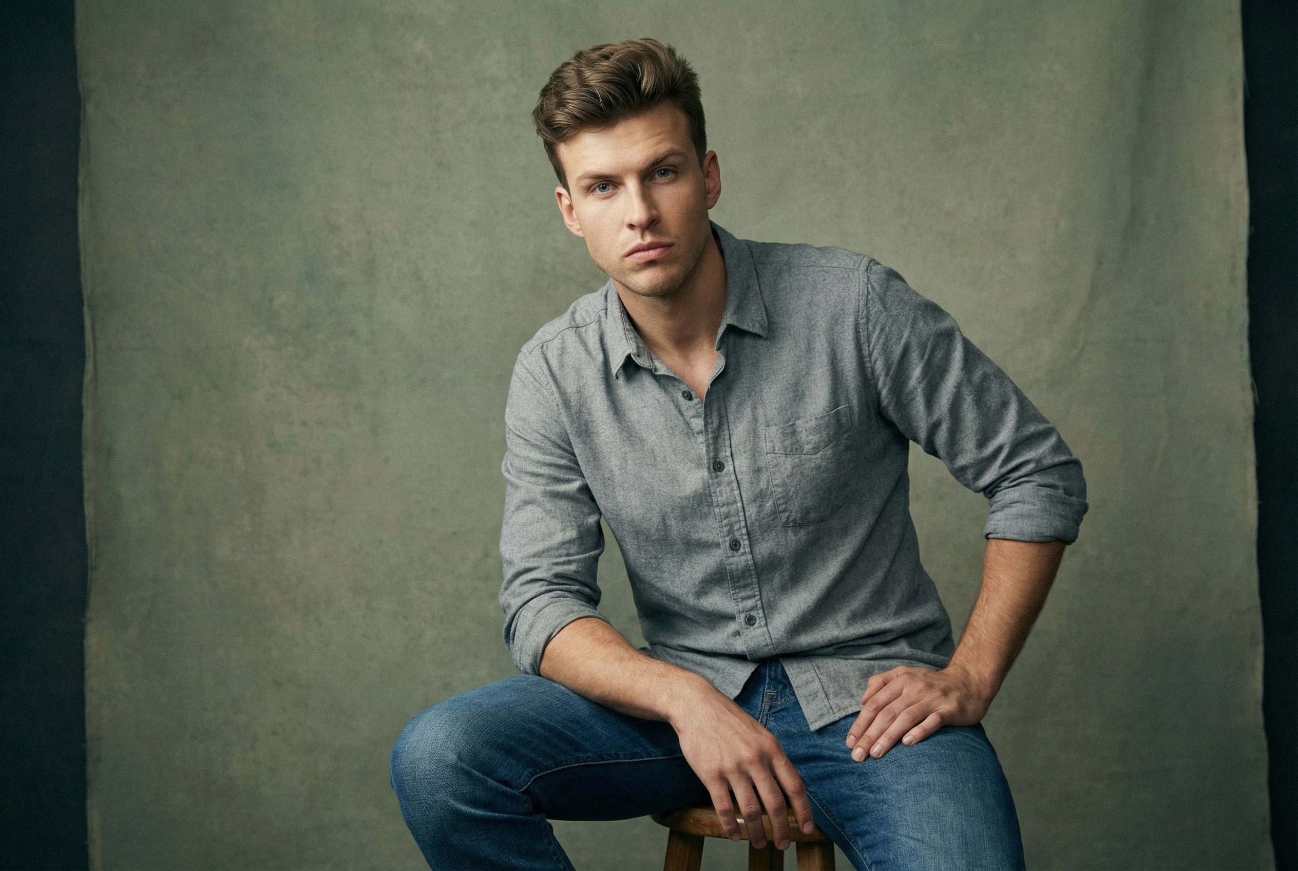 Мужской портрет по пояс в повседневной одежде. Естественный образ для личного бренда или соцсетей.