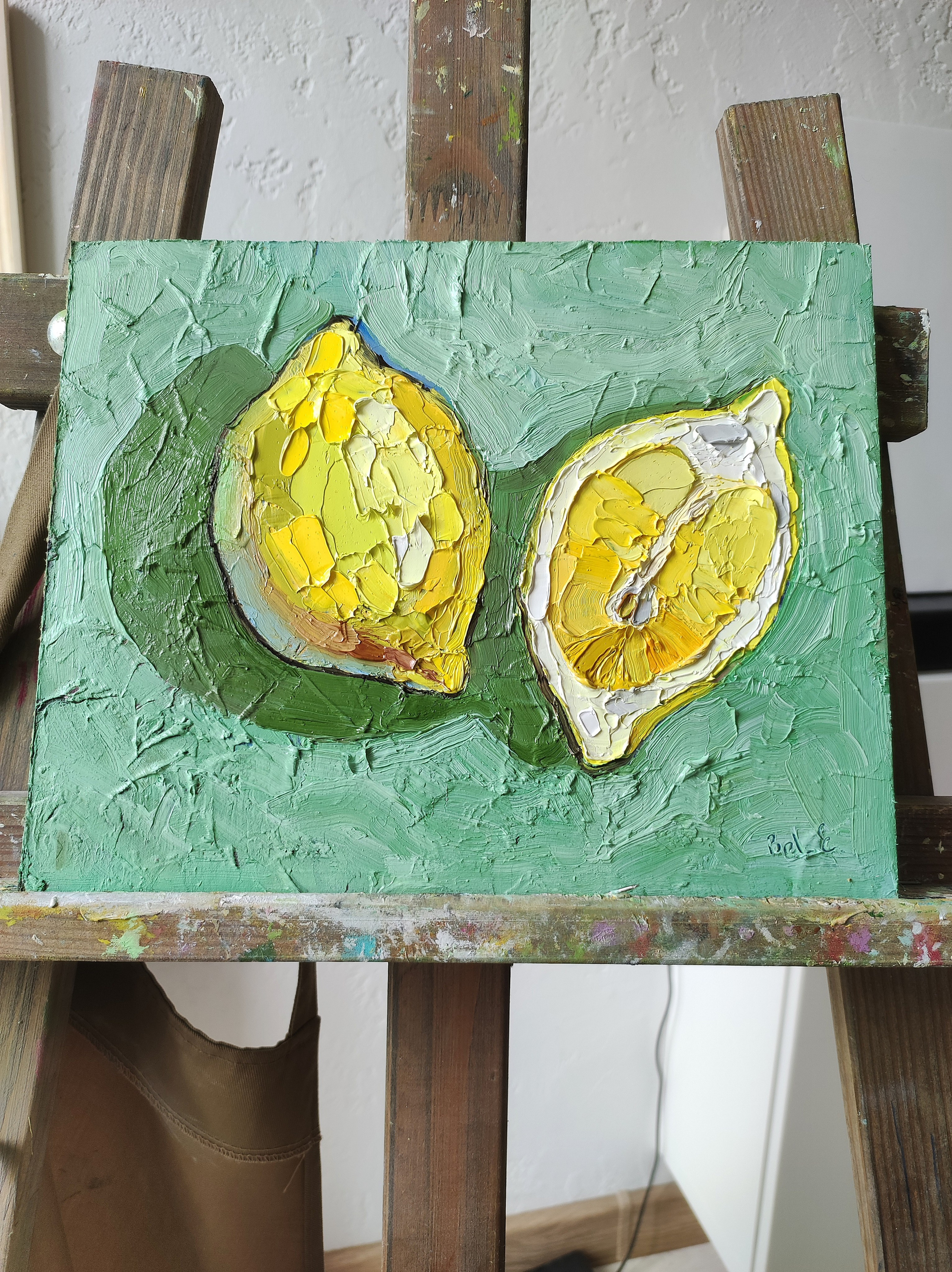 «Пара лимончиков», холст на картоне, 25×20 см. Галерея картин художницы Бельмесовой Евгении