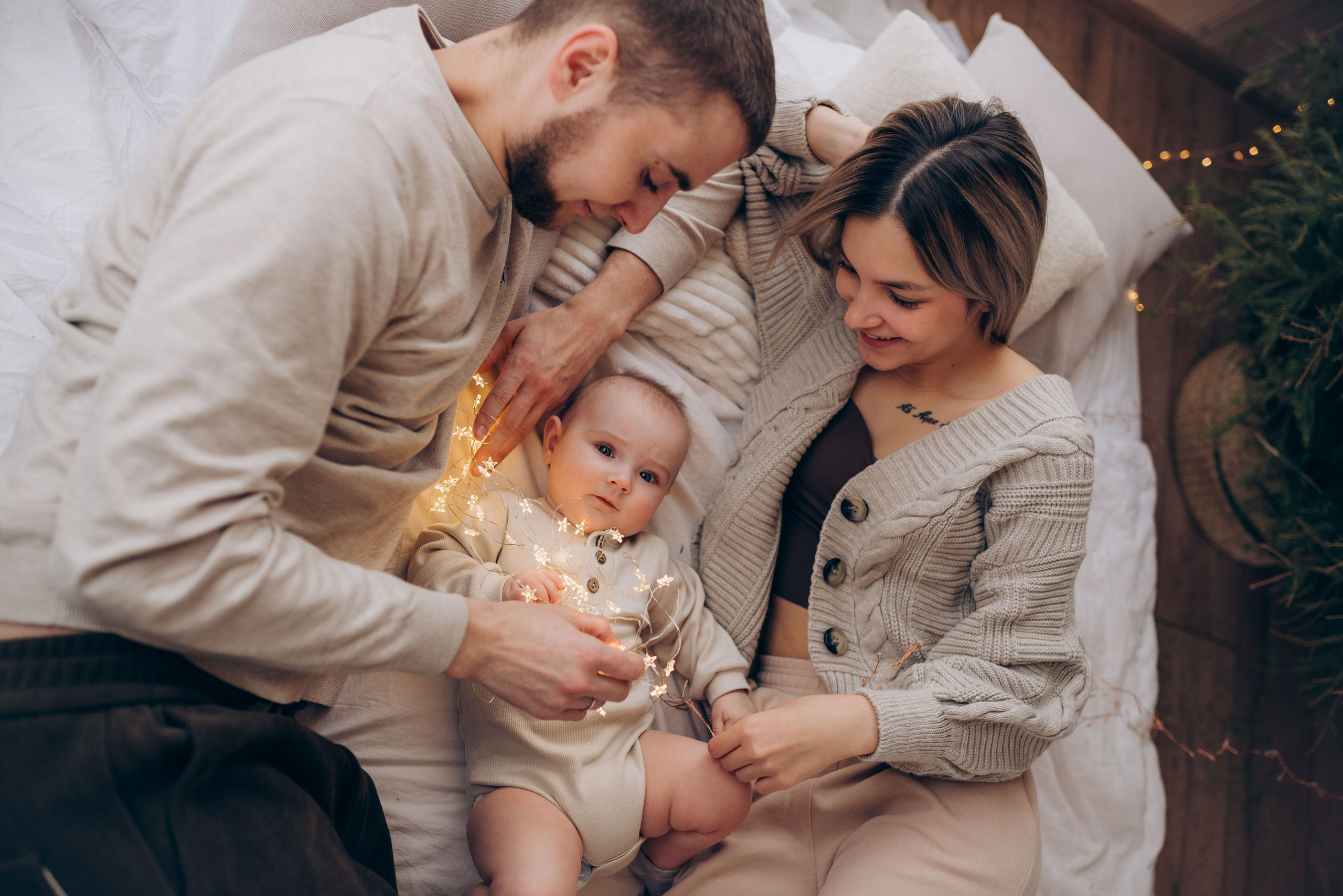 Семейная новогодняя фотосессия в студии. Семейный фотограф в Домодедово и Москве Елена Пичугина