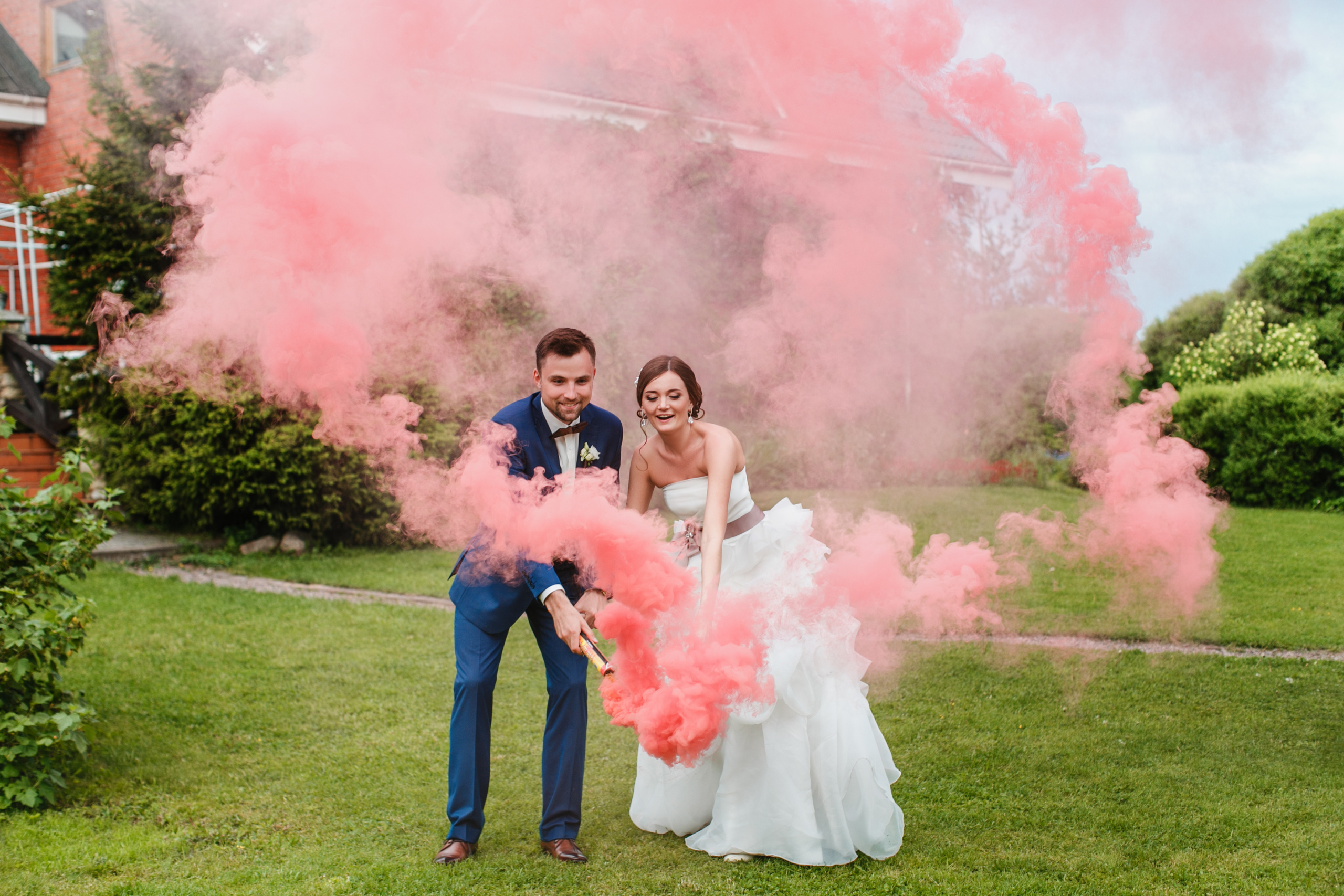 Свадьба цветной дым