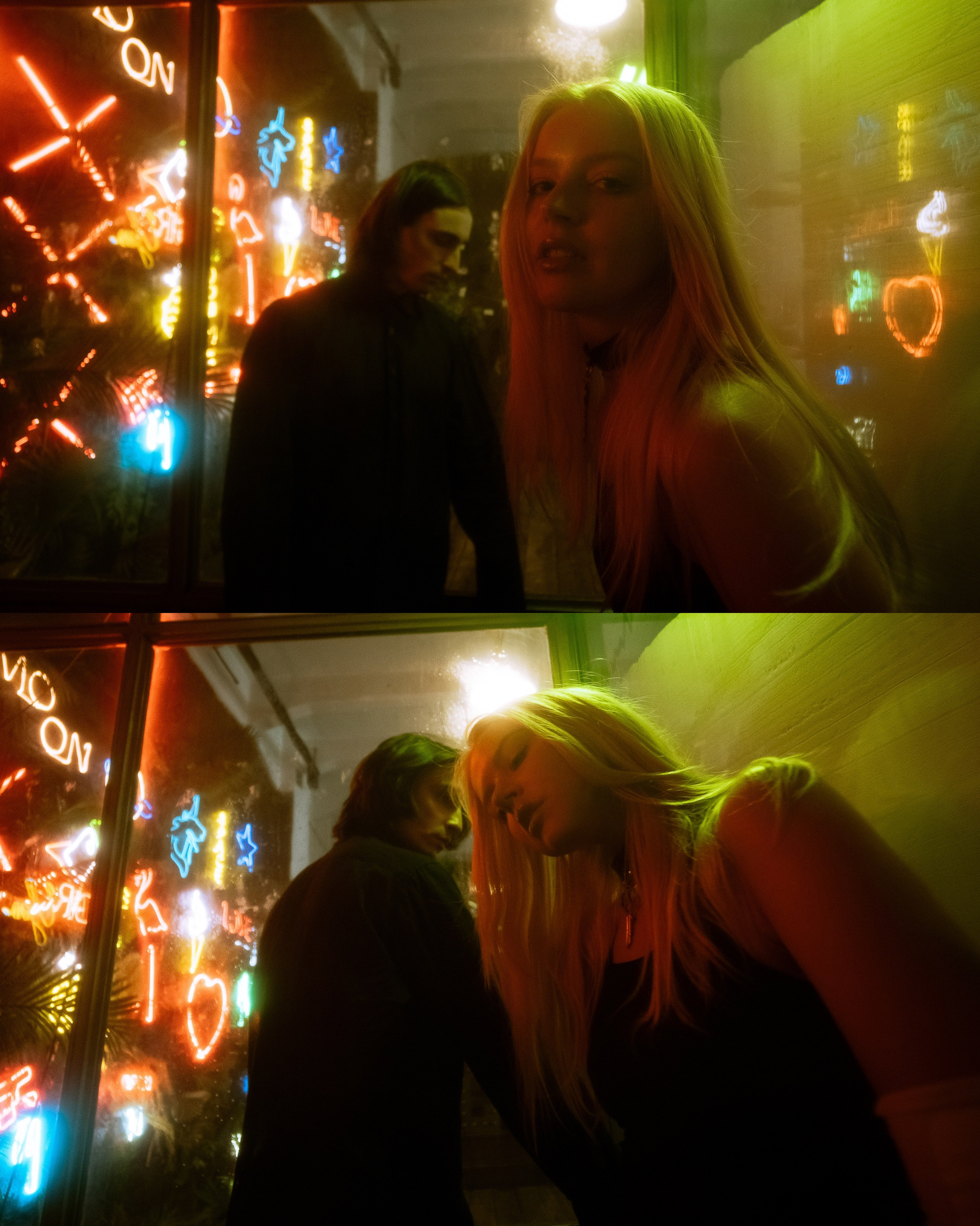 Coppia di ripresa. Fotografo a Mosca con un’atmosfera notturna di foto