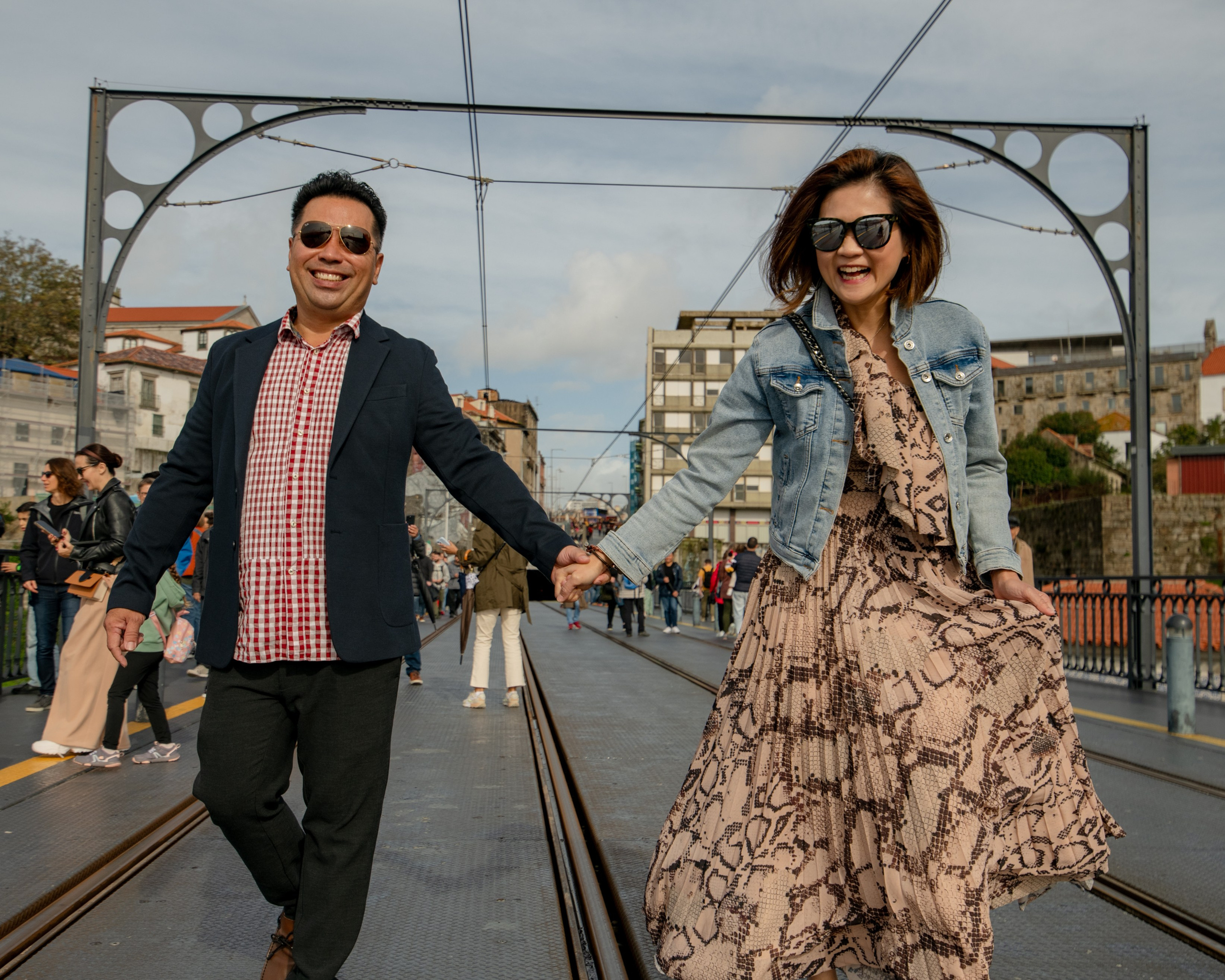 YOKE and ALFRED. Walking in Porto after the rain. Anastasiia Antoniuk portrait, family and couple photographer, Portugal