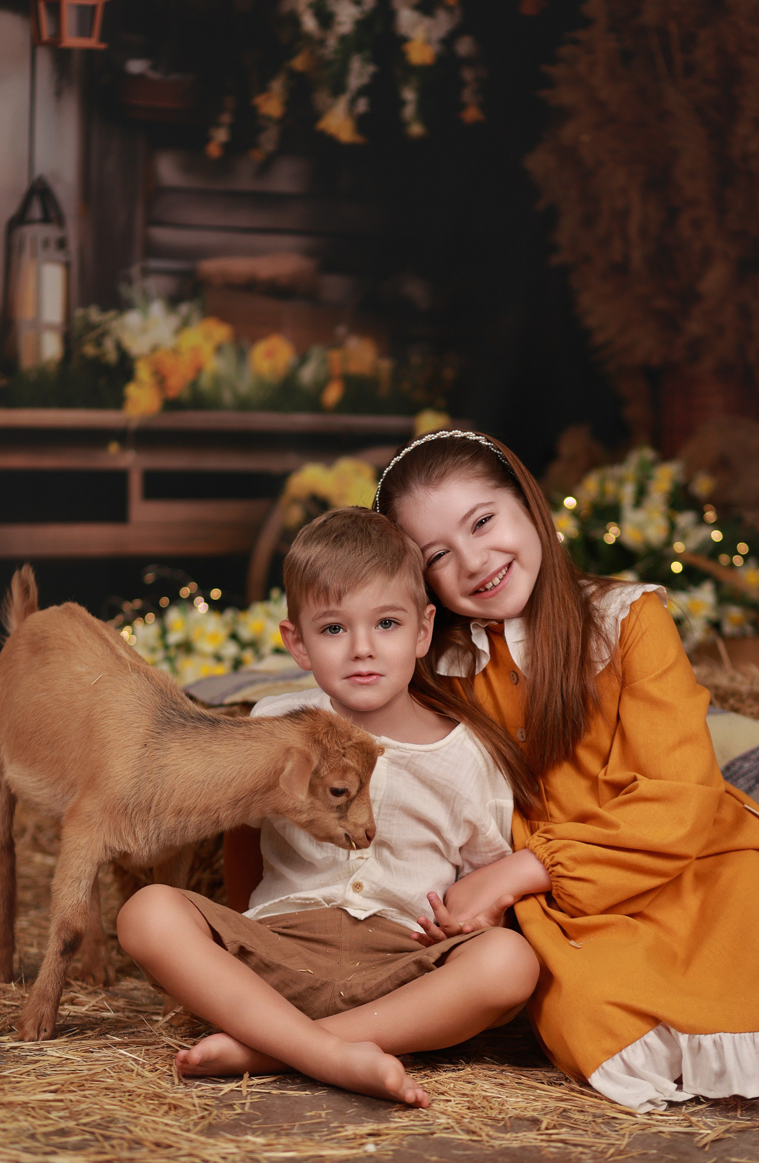 Фотопроект с козочкой и кроликами. Детский семейный фотограф Краснодар