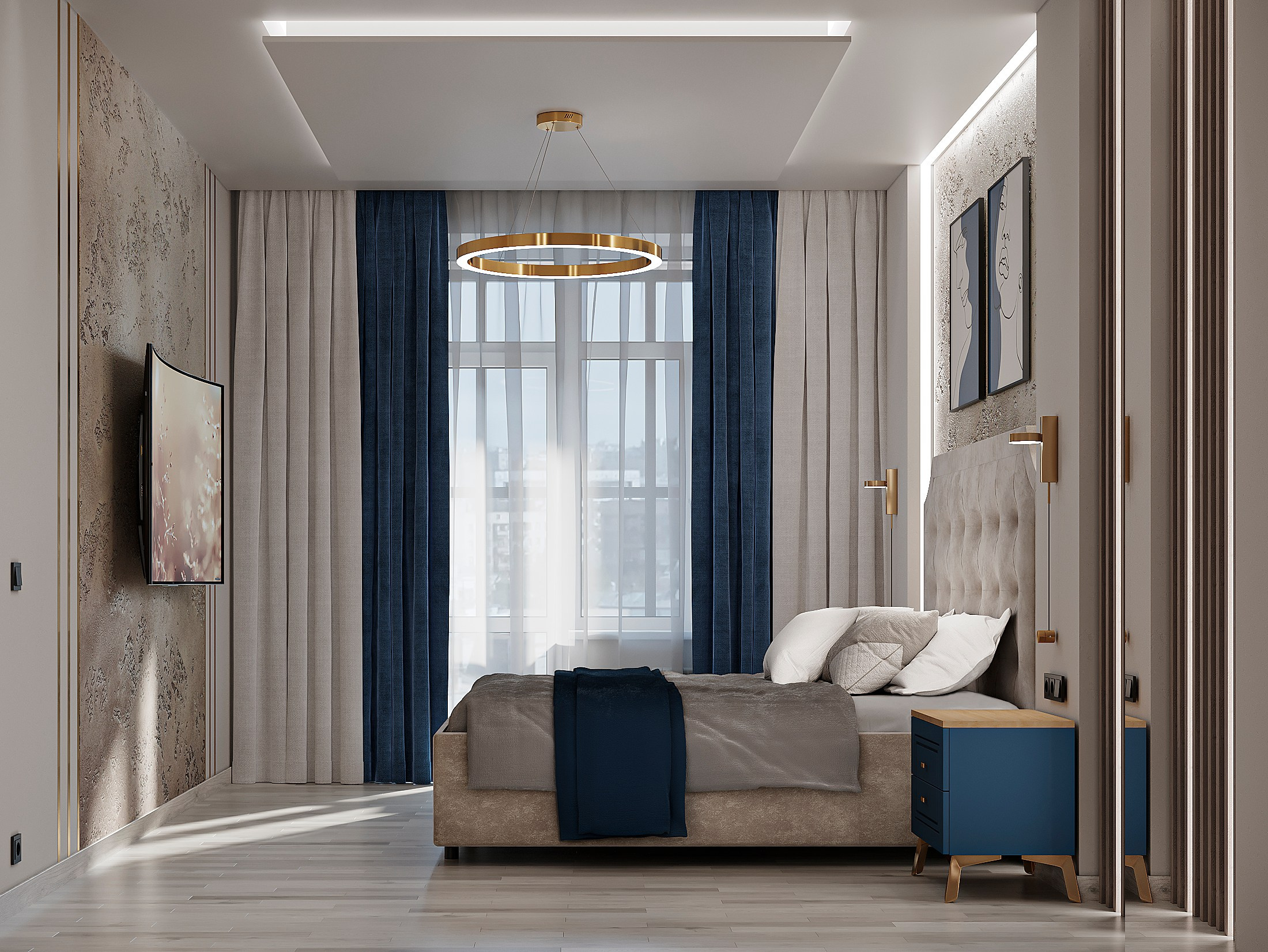 Синий акцент в интерьере 💙