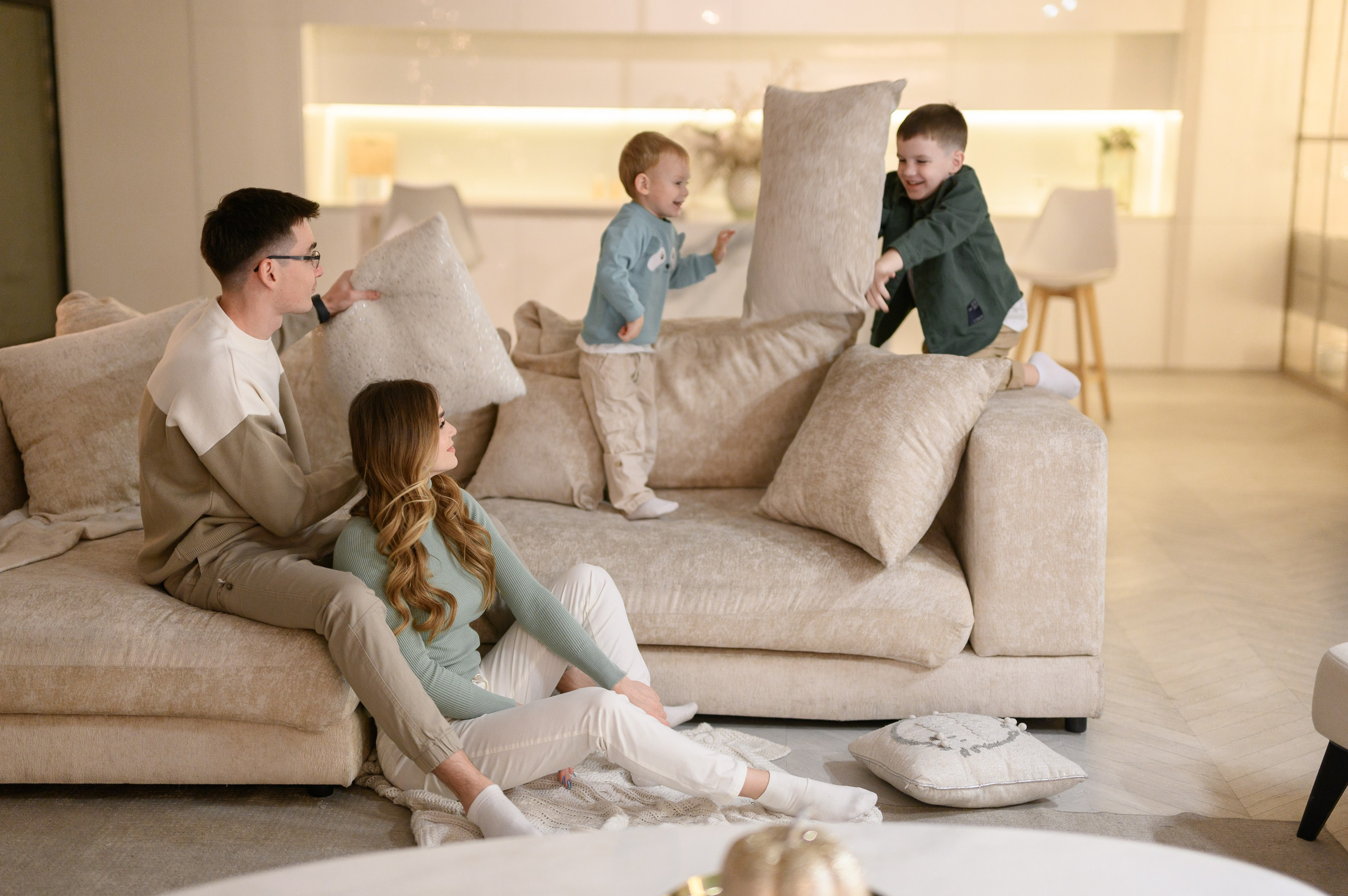 Семейная новогодняя фотосессия в фотостудии Мимика, зал Мия. Semerlina.ru