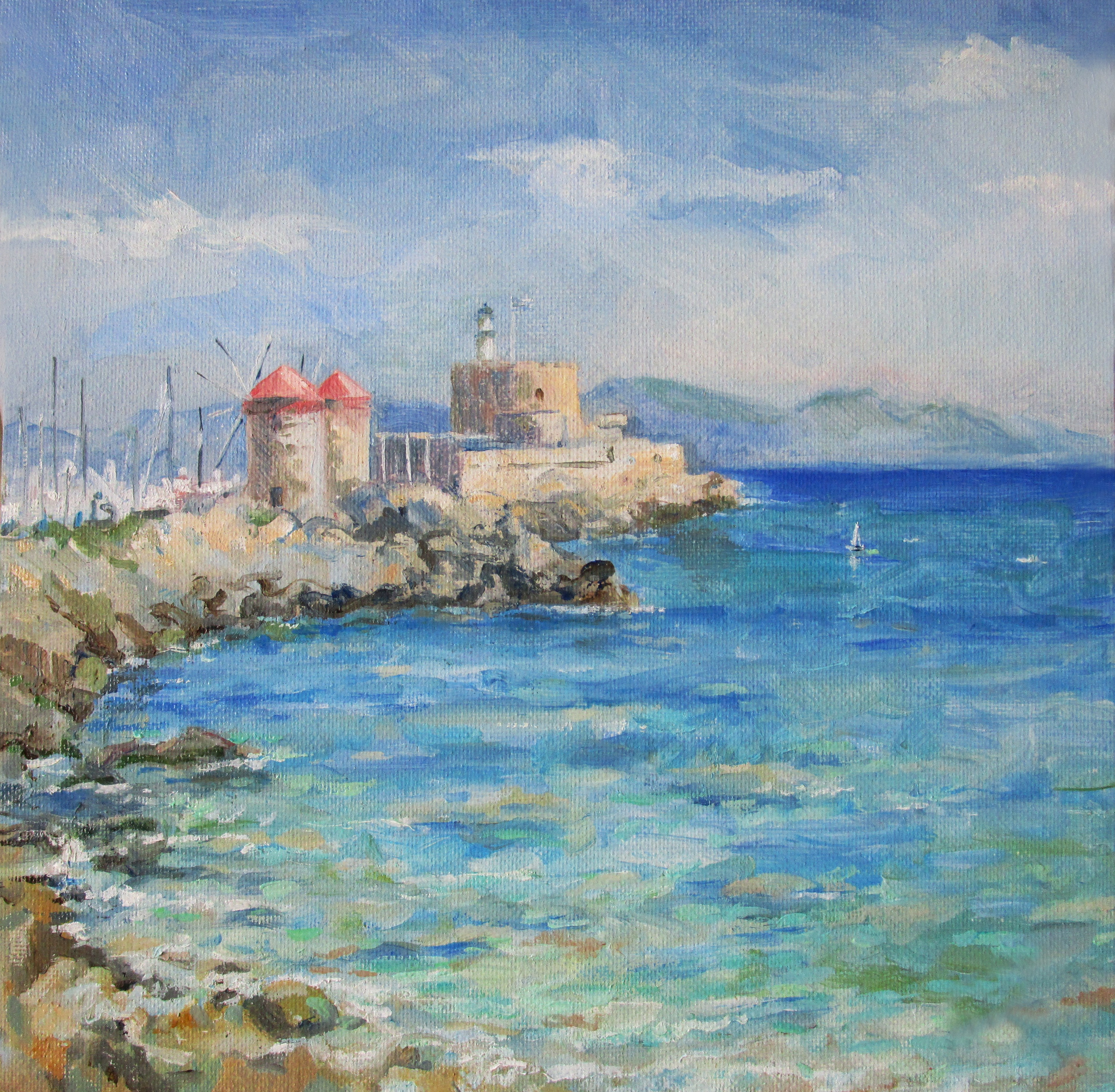 "Вид на мыс, Родос", холст / масло, 2021