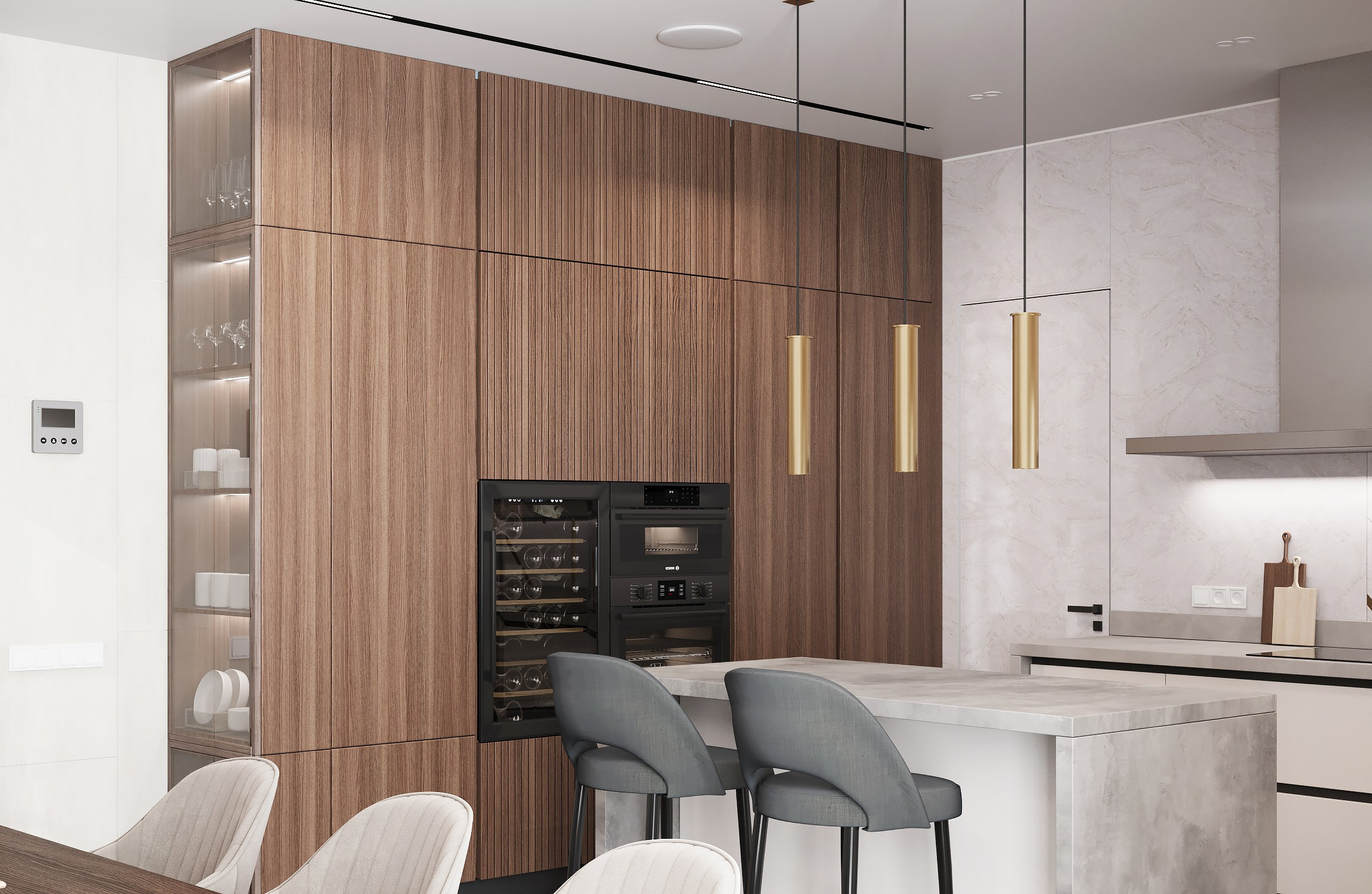 Кухня-гостиная и спальня 98 m². Заказать 3d визуализацию интерьеров — Дарья Веденёва