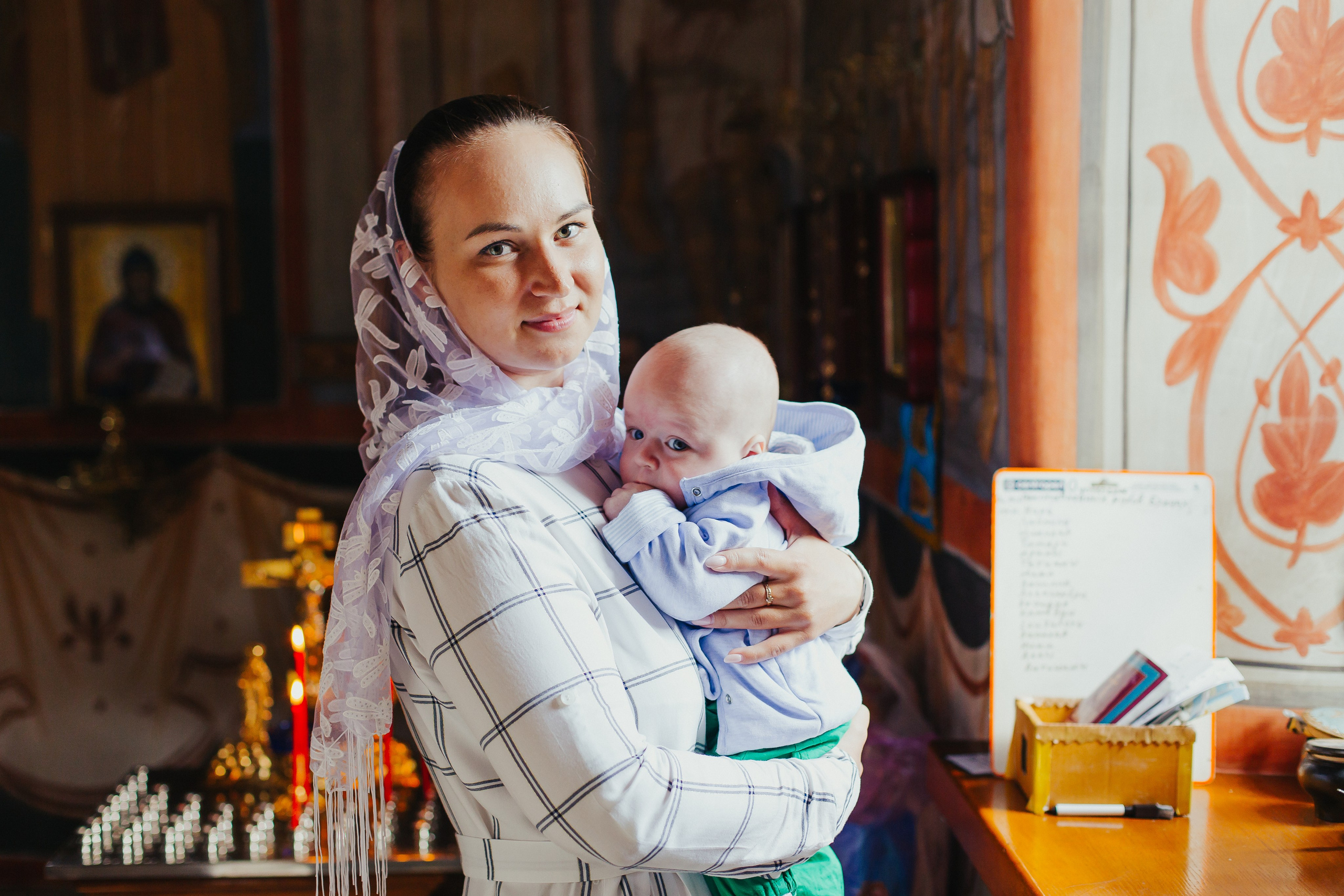 Крещение Михаила. Церковь Явления Пресвятой Богородицы. Фотограф новорожденных и детский в Сергиевом Посаде Кругликова Юлия