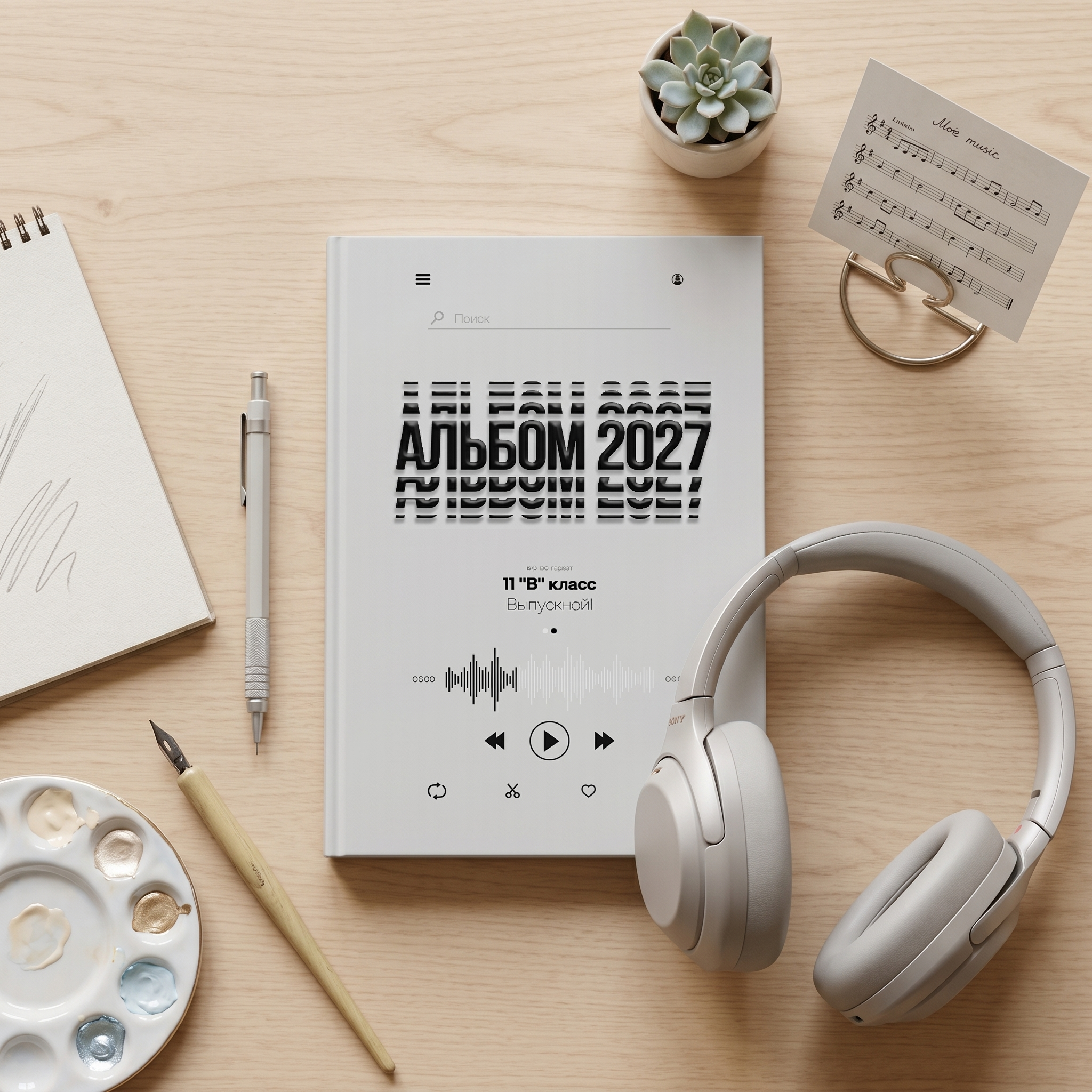 039 Music Player. Дизайны, psd шаблоны школьных и выпускных альбомов и обложек