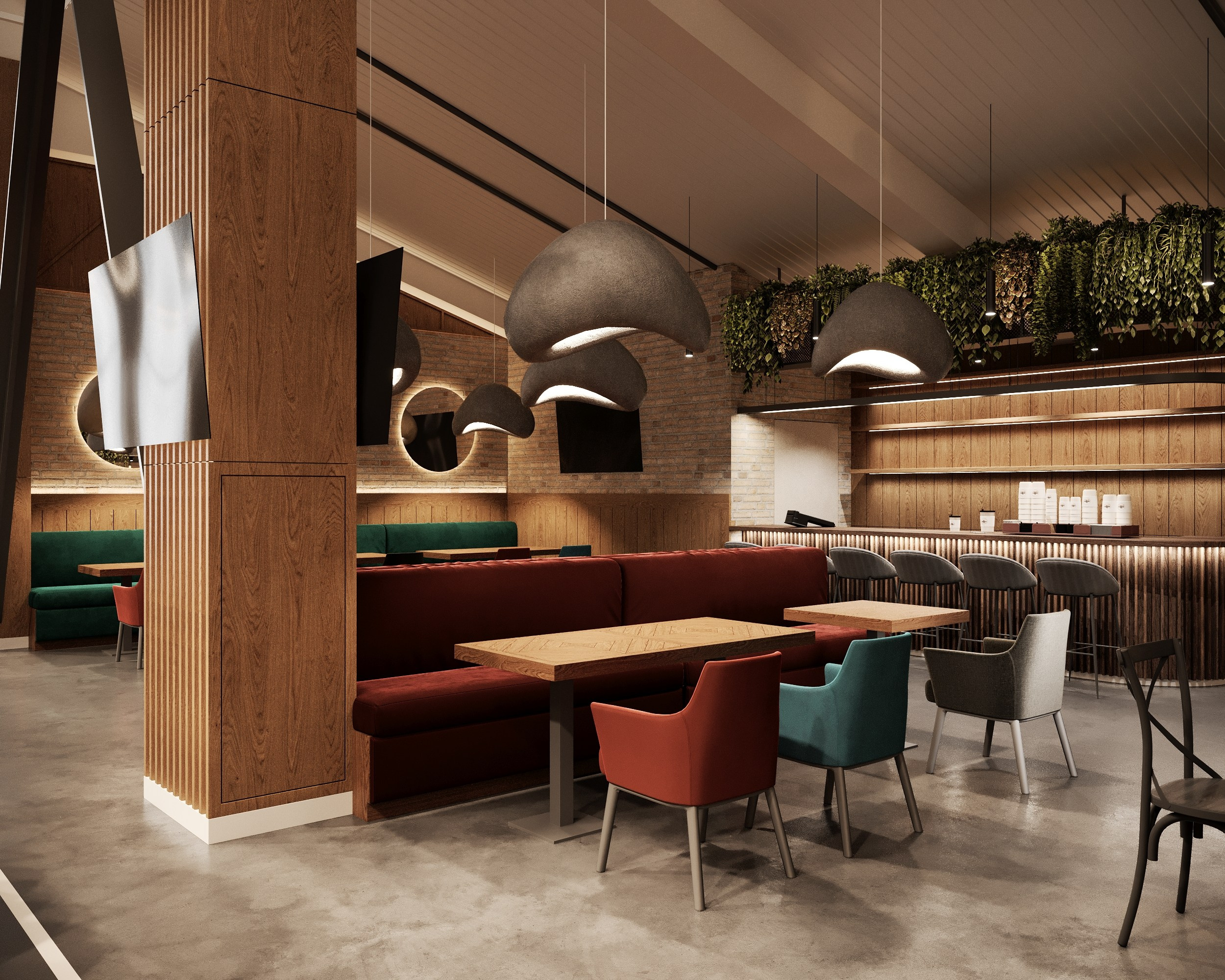 Дизайн кафе на мансардном этаже Ноябрьск. Архитектор-дизайнер в Казани