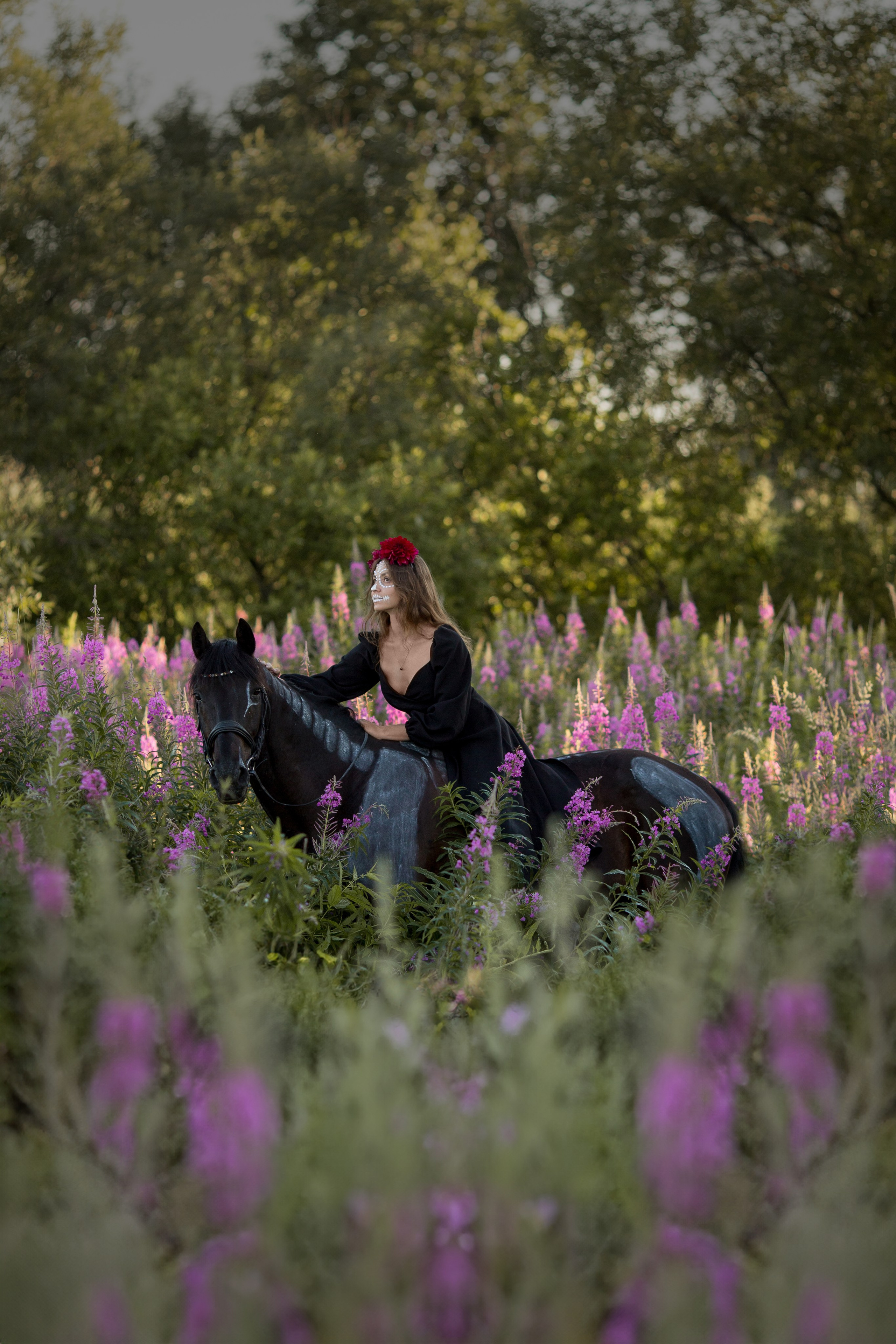 Фотосессия с стиле хэллоуин с лошадью