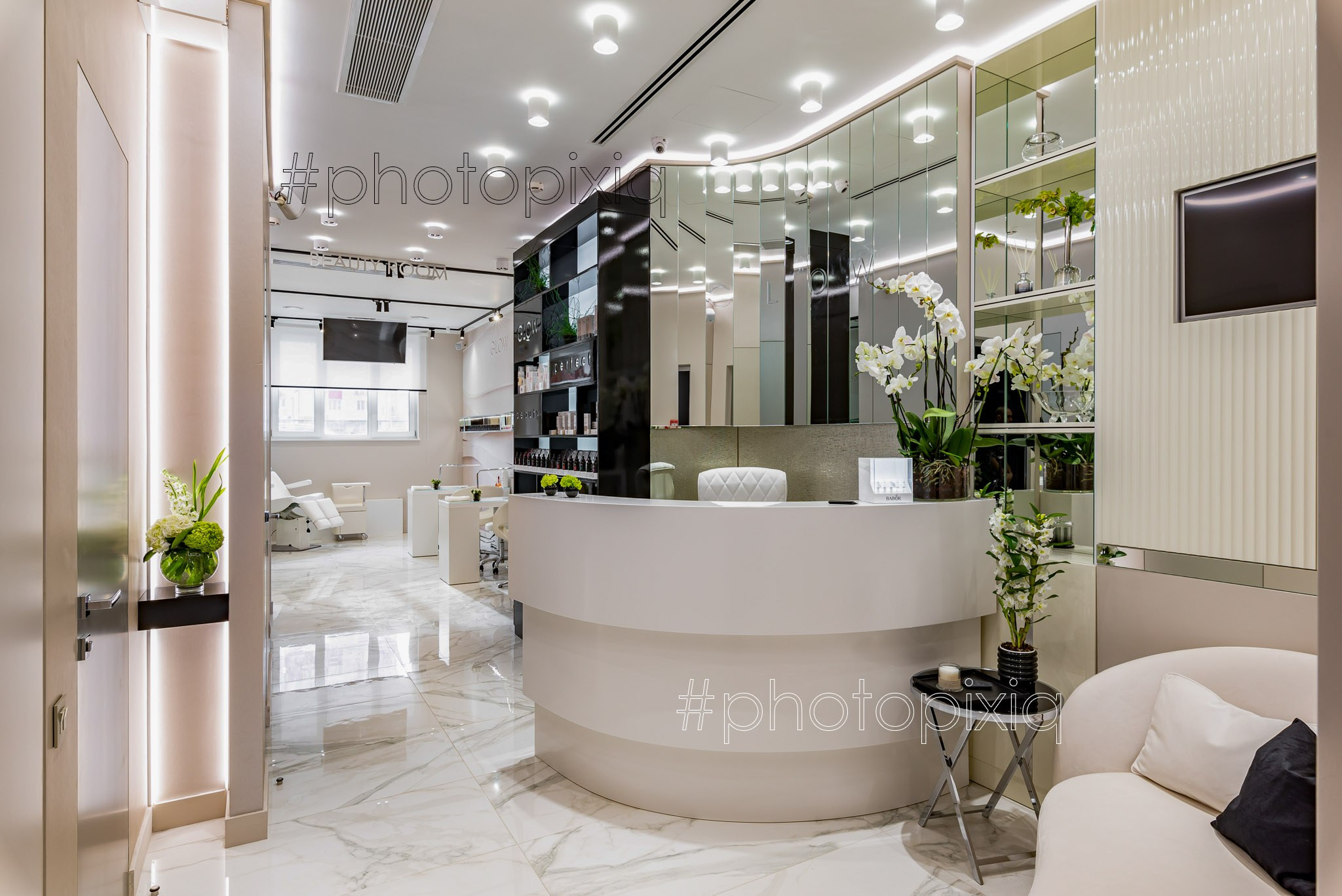 Интерьерная съёмка салона красоты GLOW. Интерьерная съёмка и виртуальные туры — Интерьерный фотограф Кузнецов Сергей (photopixiq)